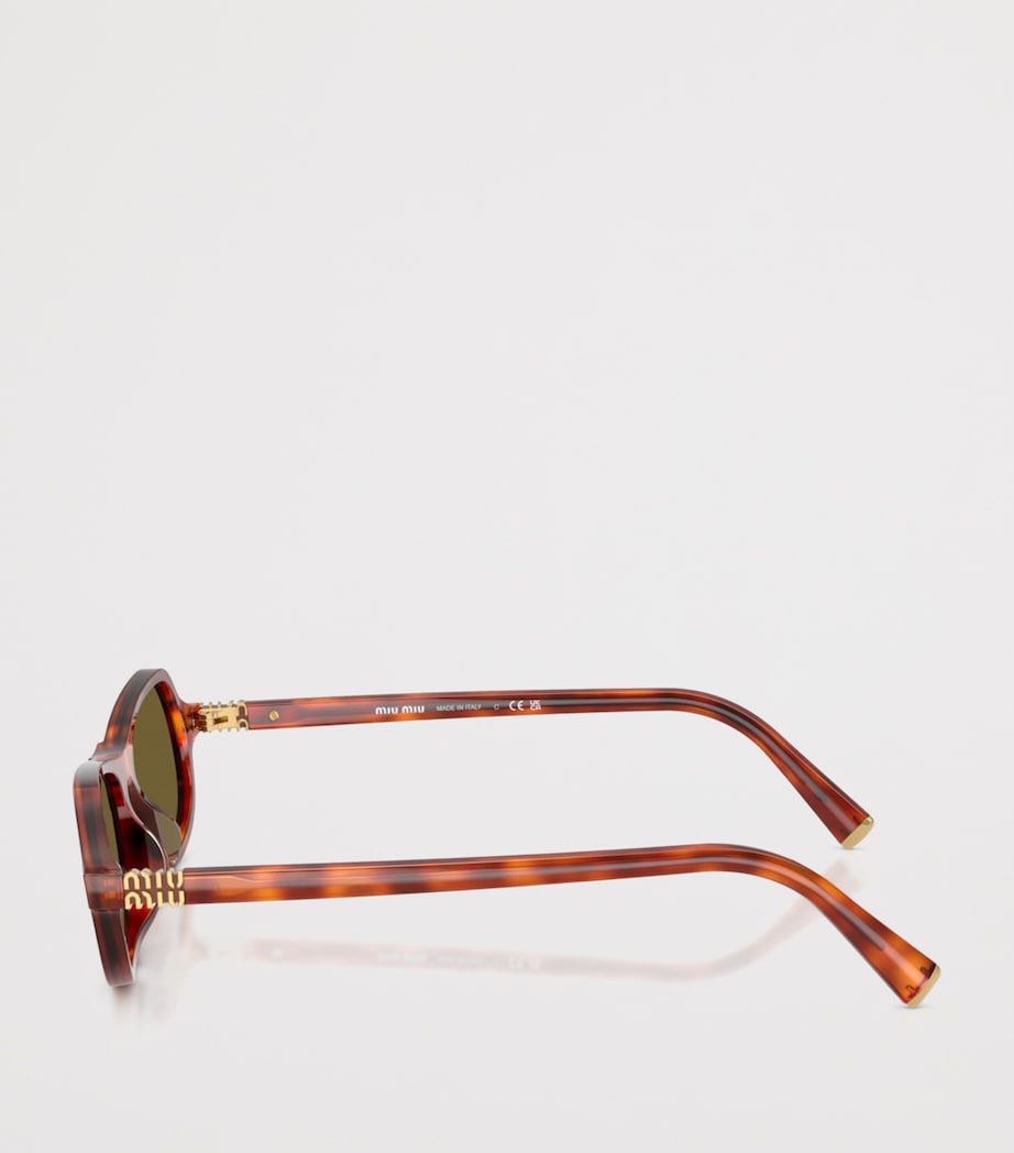 Miu Miu Irregular Oval Sunglasses Brown Image 3