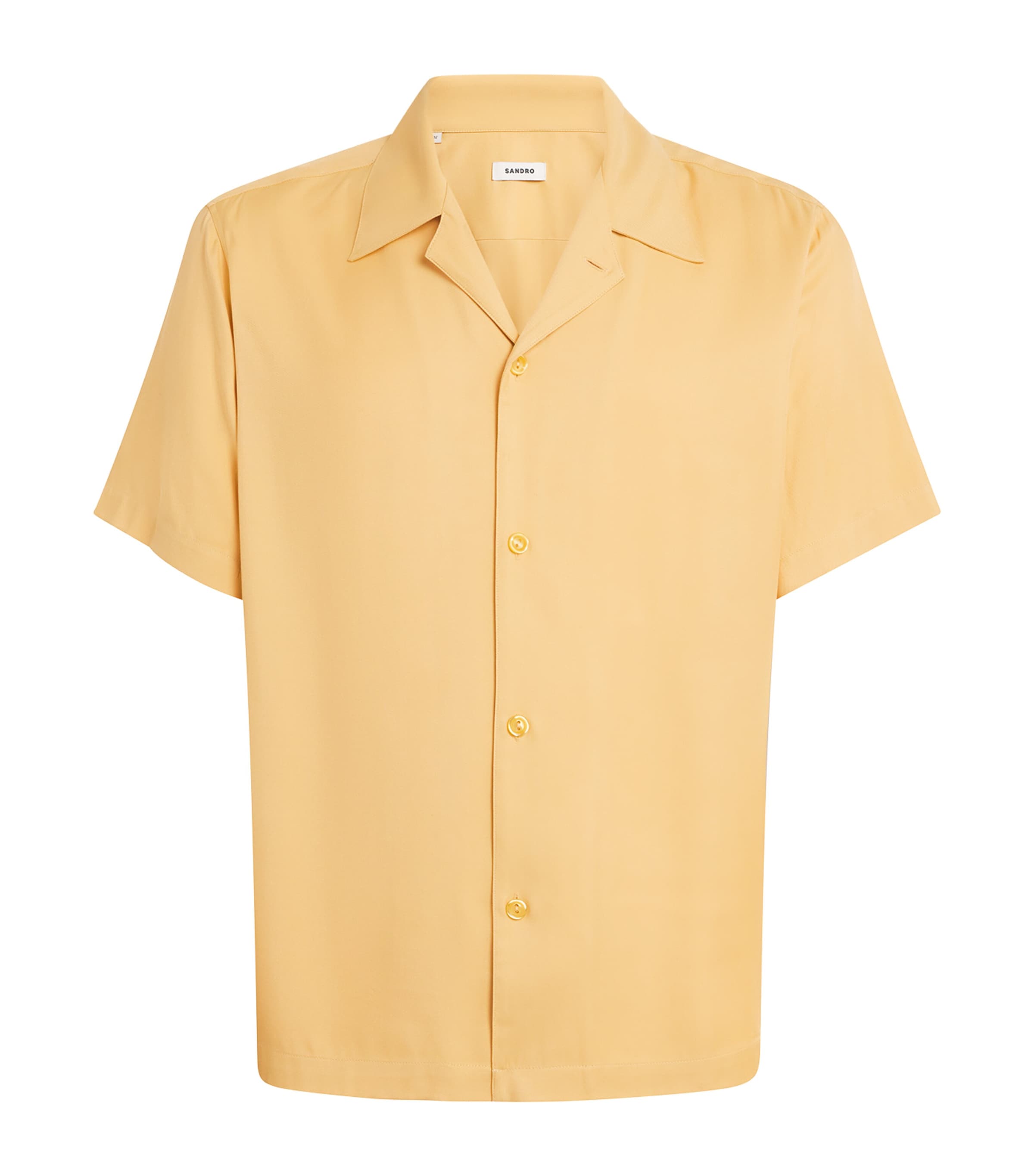 Sandro Paris Mens Linen Short-Sleeve Shirt Light Yellow Image 1