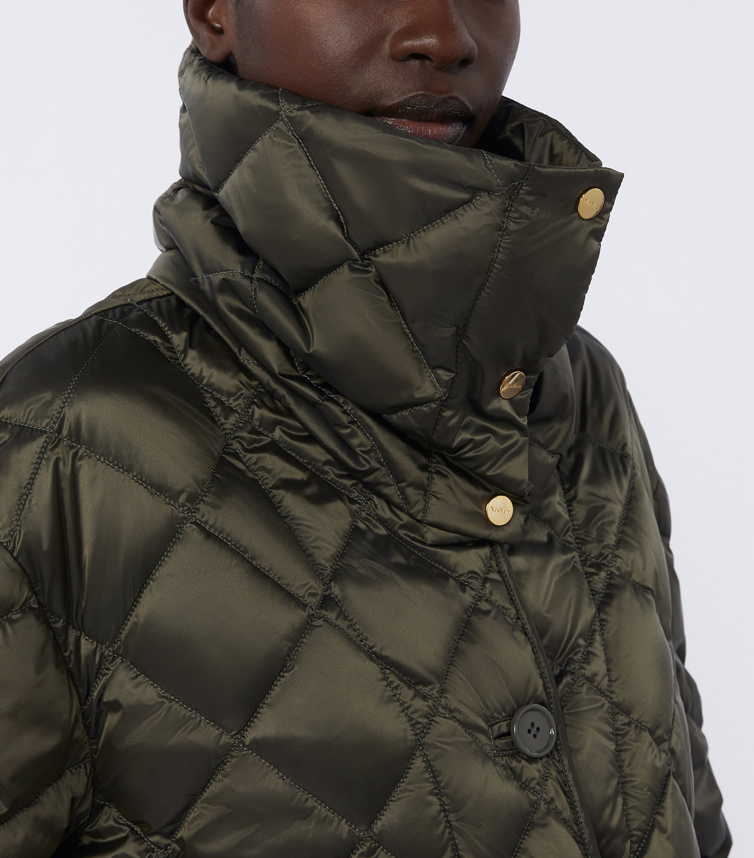 Water-Repellent Canvas Padded Collar DARK GREEN Image 2