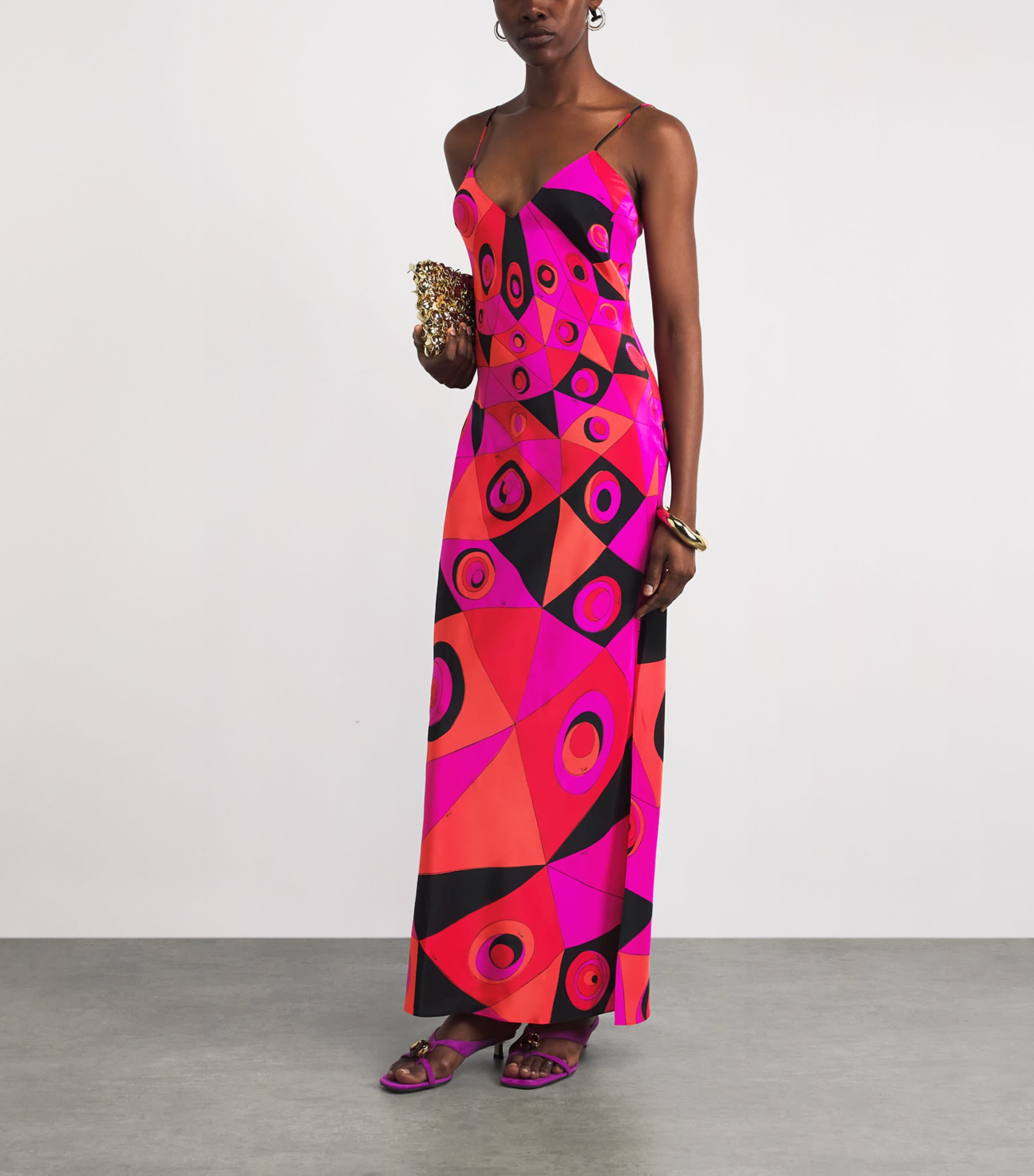 PUCCI Womens Silk Occhi Maxi Dress Fuchsia Image 2