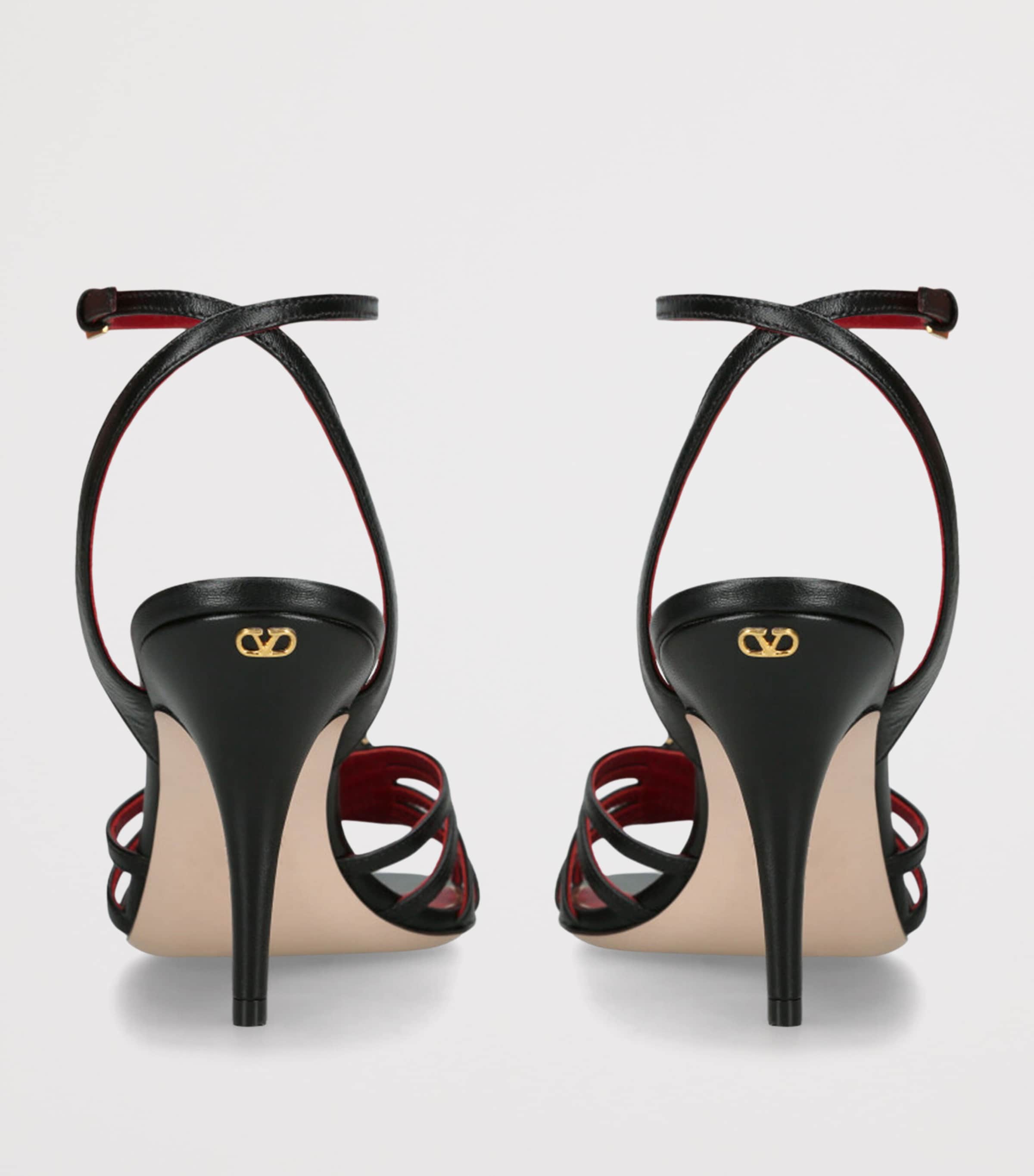 Valentino Garavani Leather Panthea Heeled Sandals 85 Black Image 2