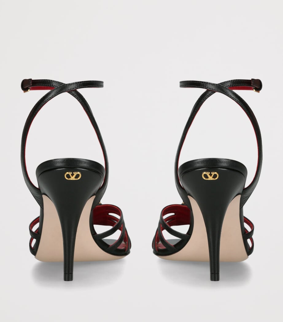 Valentino Garavani Leather Panthea Heeled Sandals 85 Black Image 2