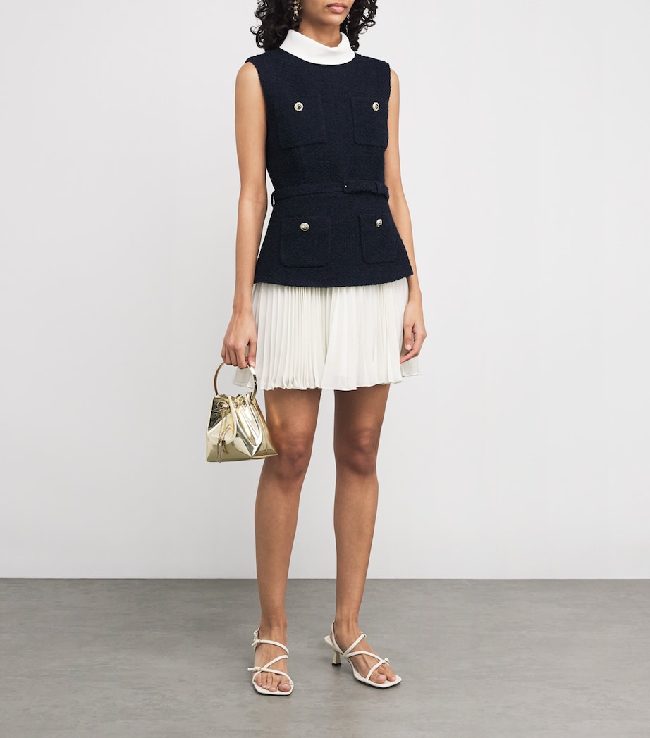 Bouclé-Chiffon Mini Dress BLUE Image 2