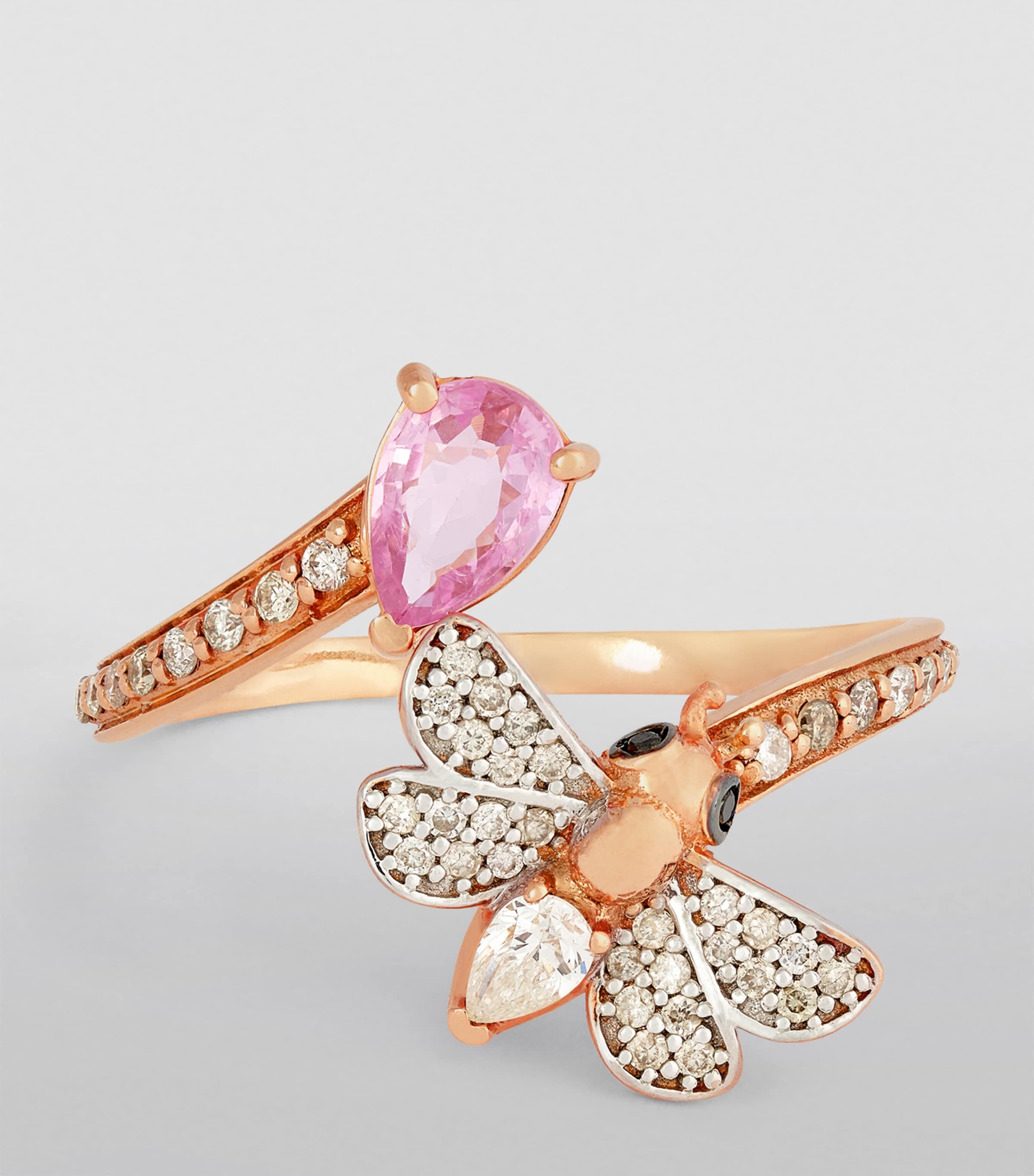 Bee Goddess Rose Gold, Diamond and Pink Sapphire Honey Bee Ring (Size 54) |  Harrods UK