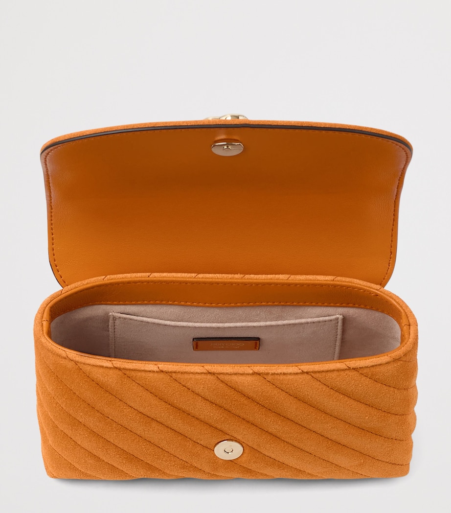 Jimmy Choo Small Quilted Suede Curve Cross-Body Bag Sunset Orange/shiny Image 4