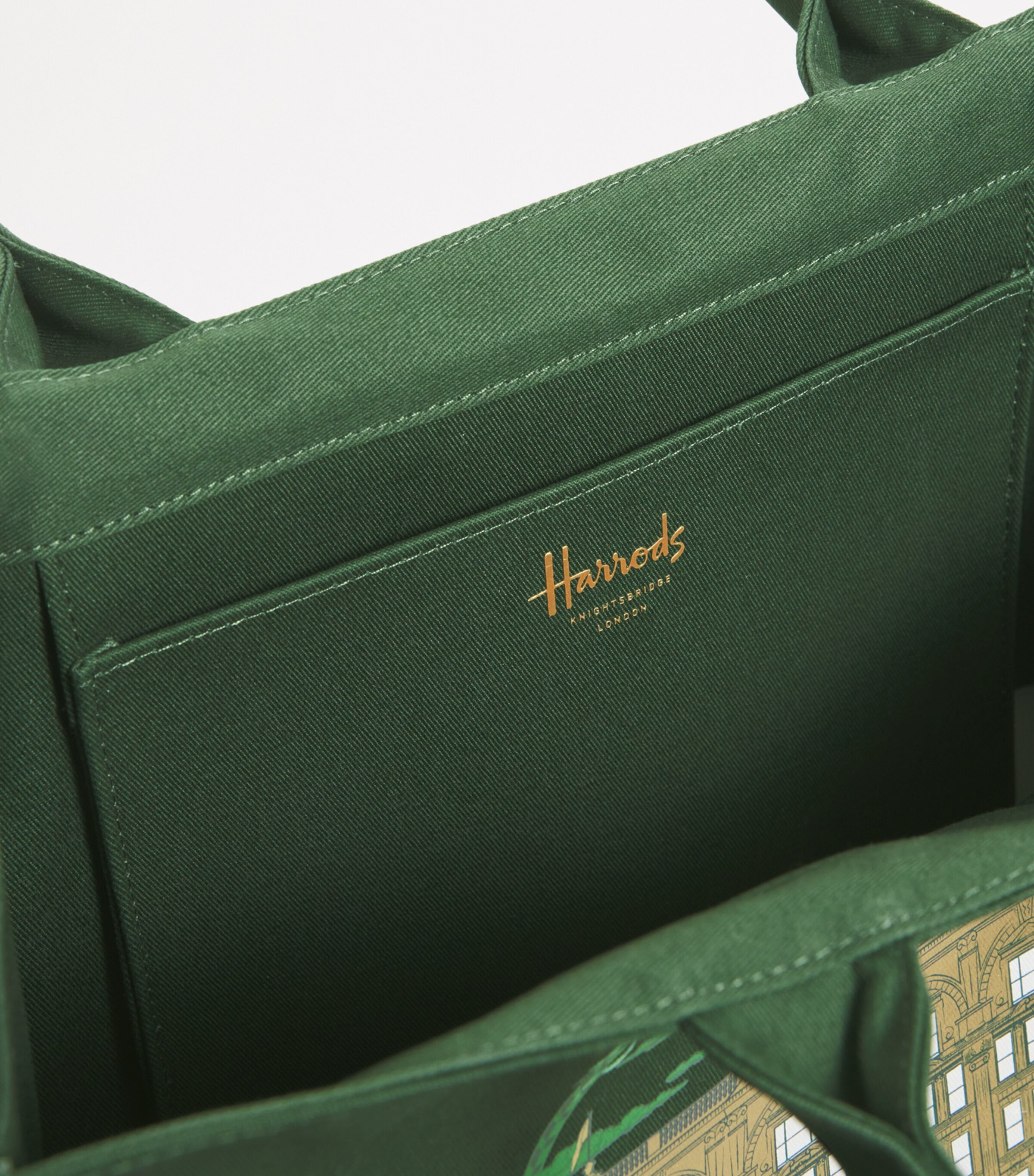 Harrods Cotton Heritage Grocery Shopper Bag Green Image 4
