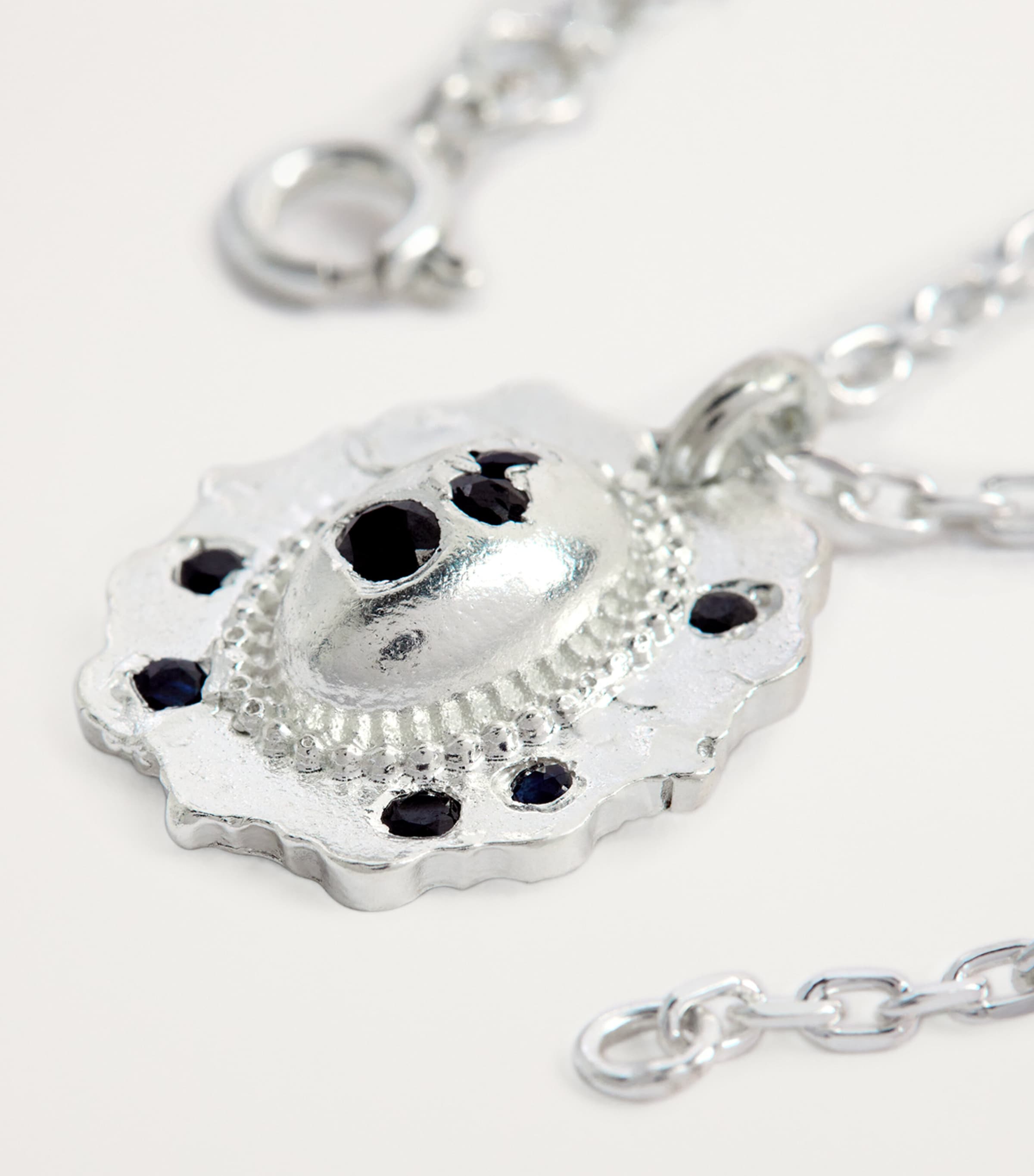 THE OUZE Sapphire-Embedded Medallion Necklace Blue Image 5