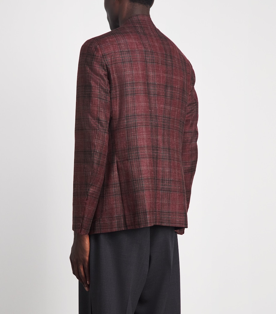 Isaia Mens Wool-Cashmere-Silk Check Capri Blazer Image 5