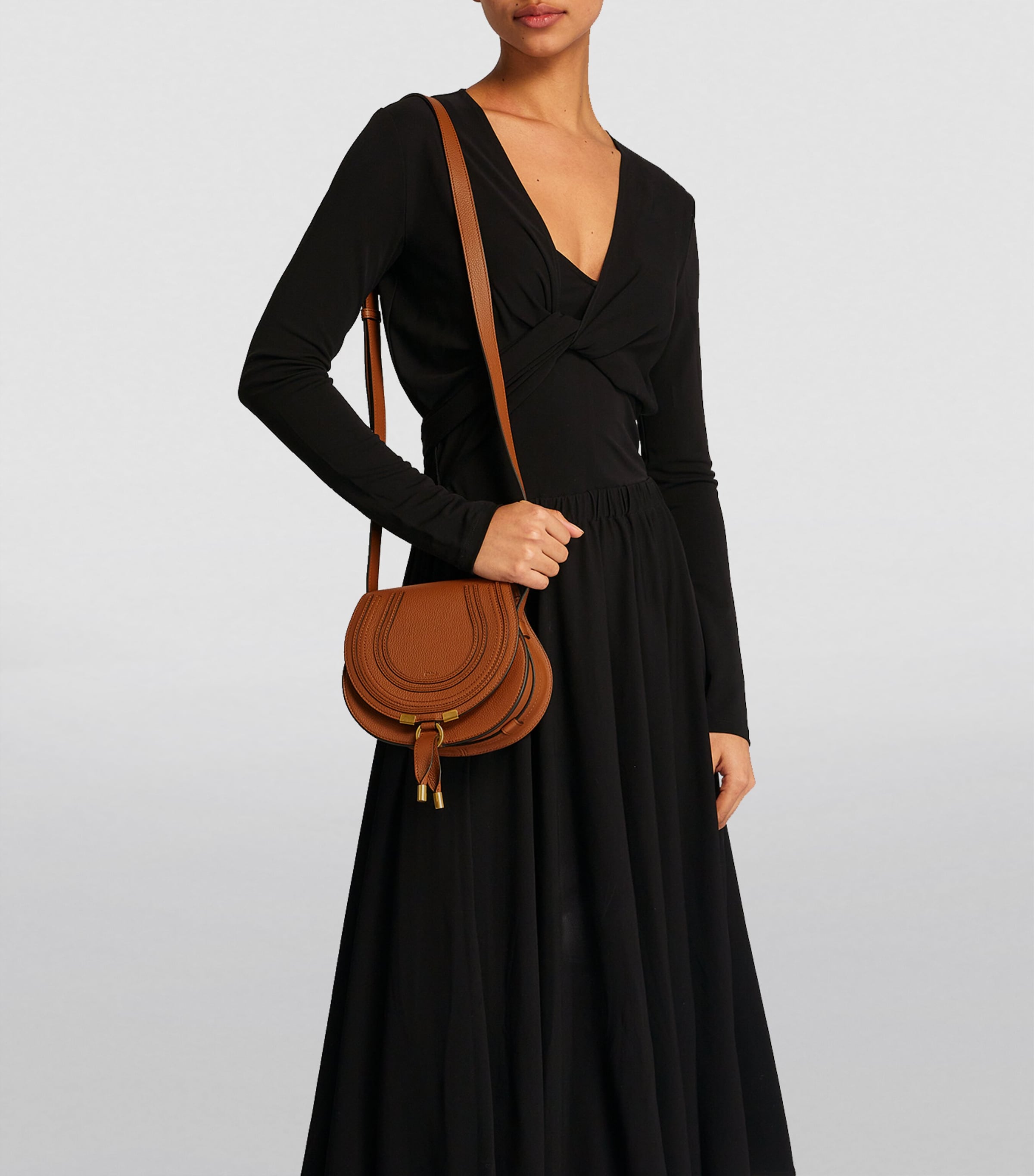 Small Leather Marcie Saddle Bag BAG TAN Image 5