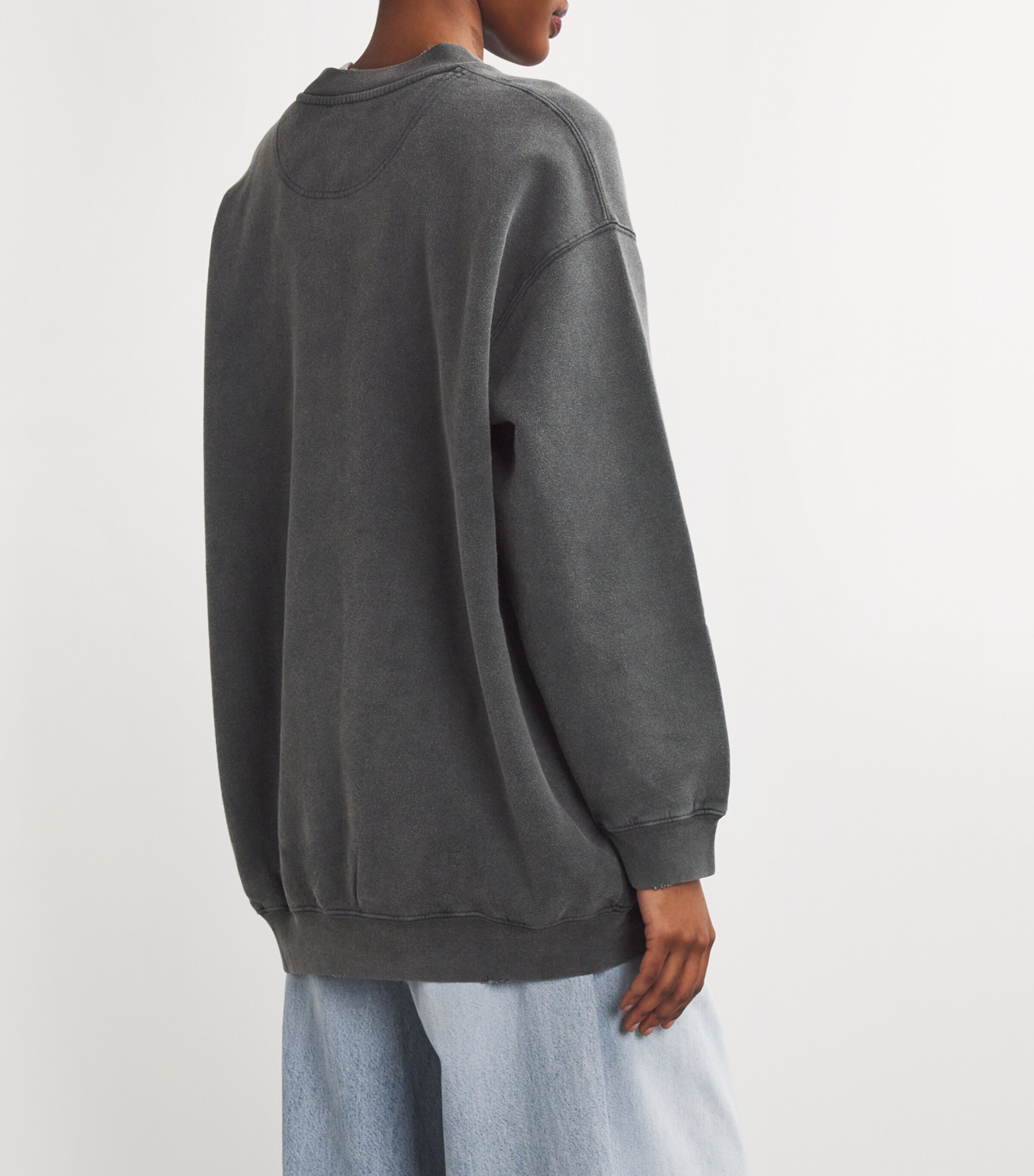 ANINE BING Womens Logo Tyler Sweatshirt Washed Black Image 4
