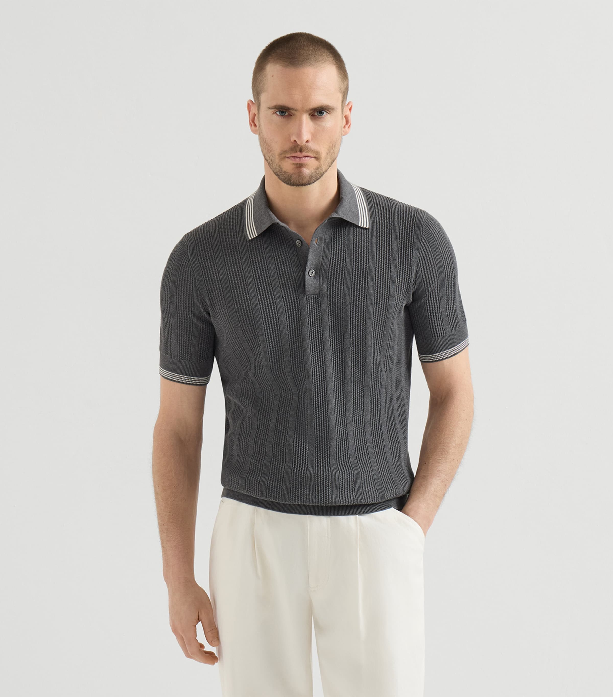 Brunello Cucinelli Mens Cotton Polo Shirt Image 3