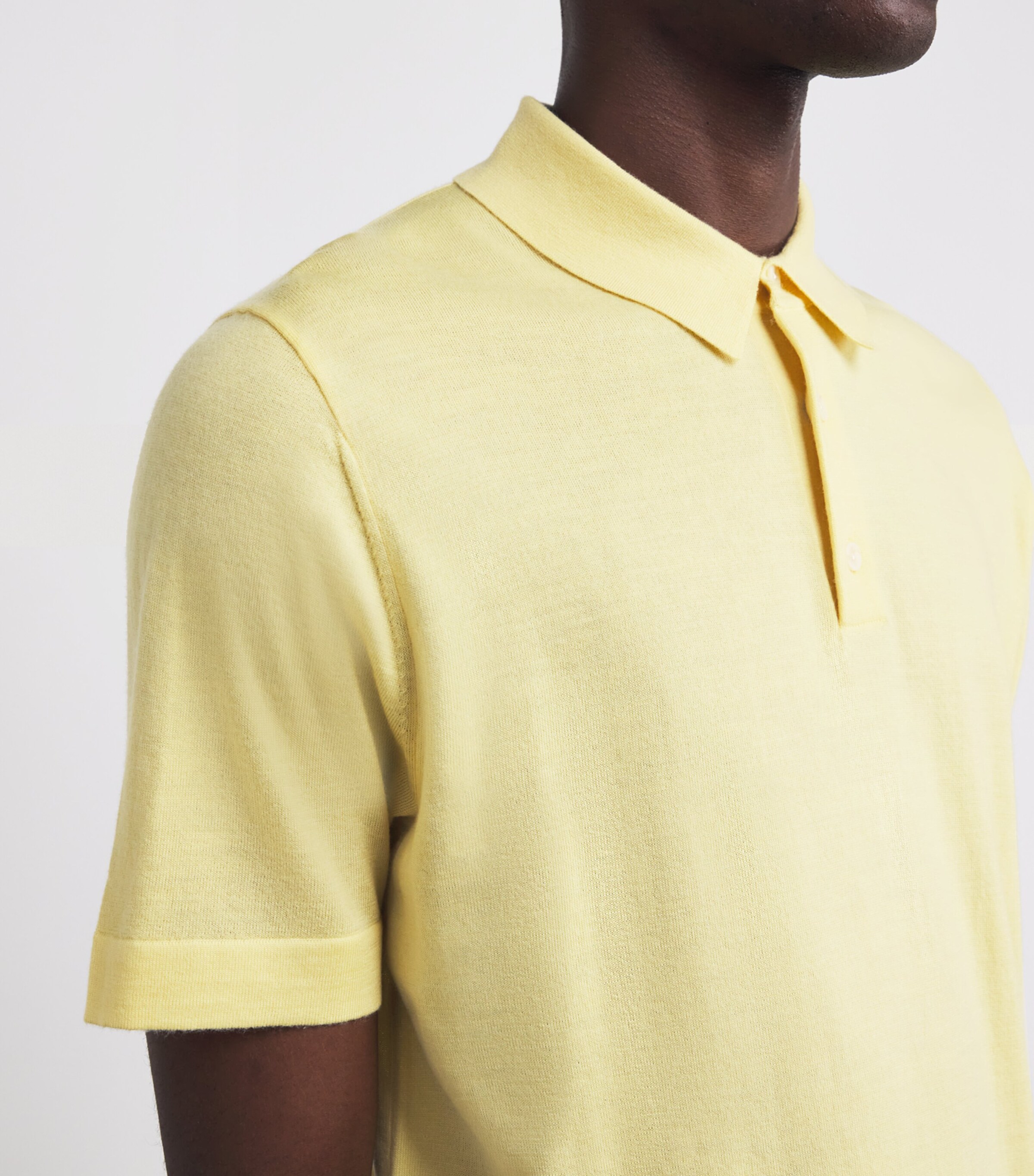 Vince Mens Wool-Cashmere Featherweight Polo Sweater Golden Haze Image 6