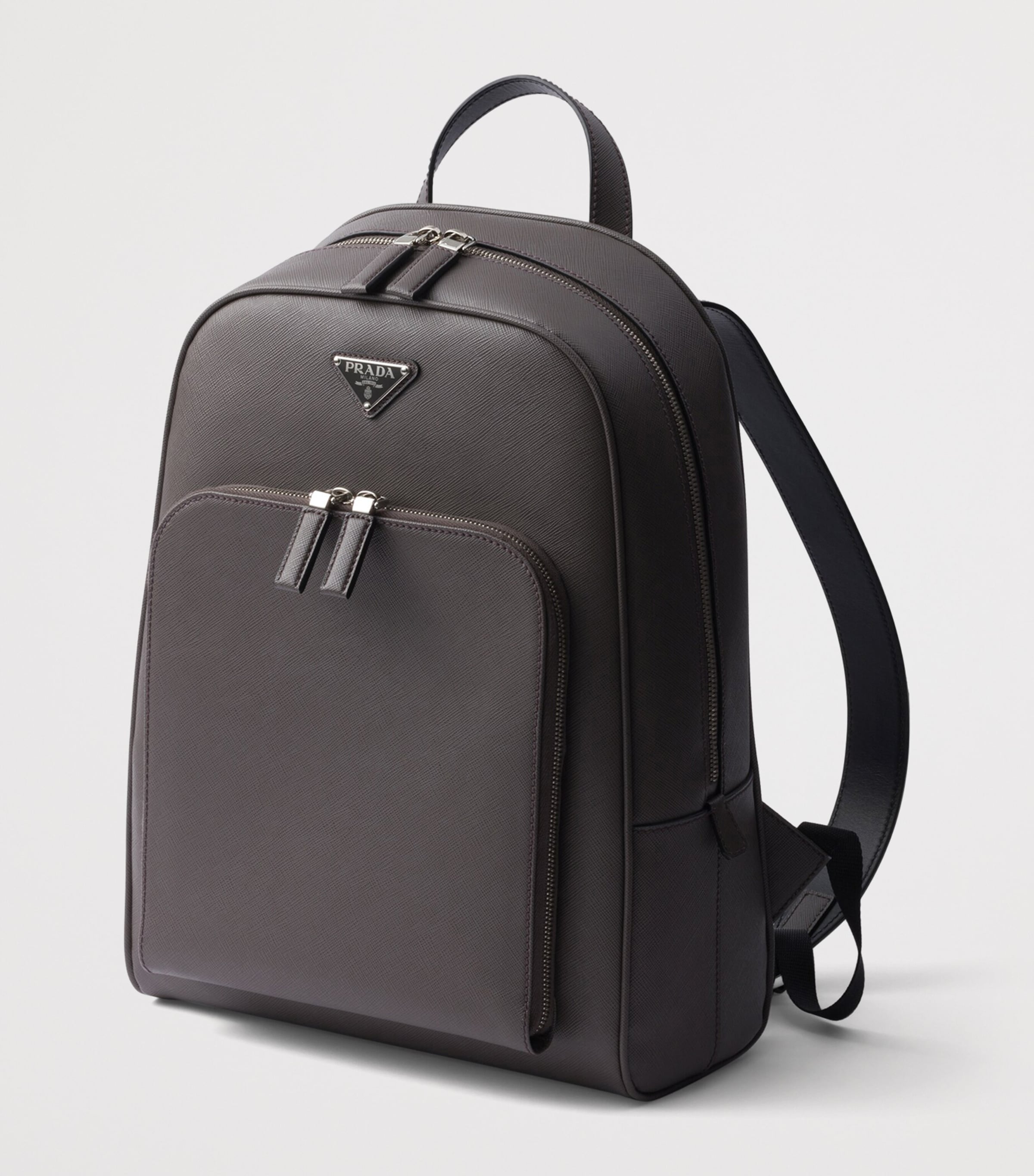 Prada Grey Saffiano Leather Backpack | Harrods UK