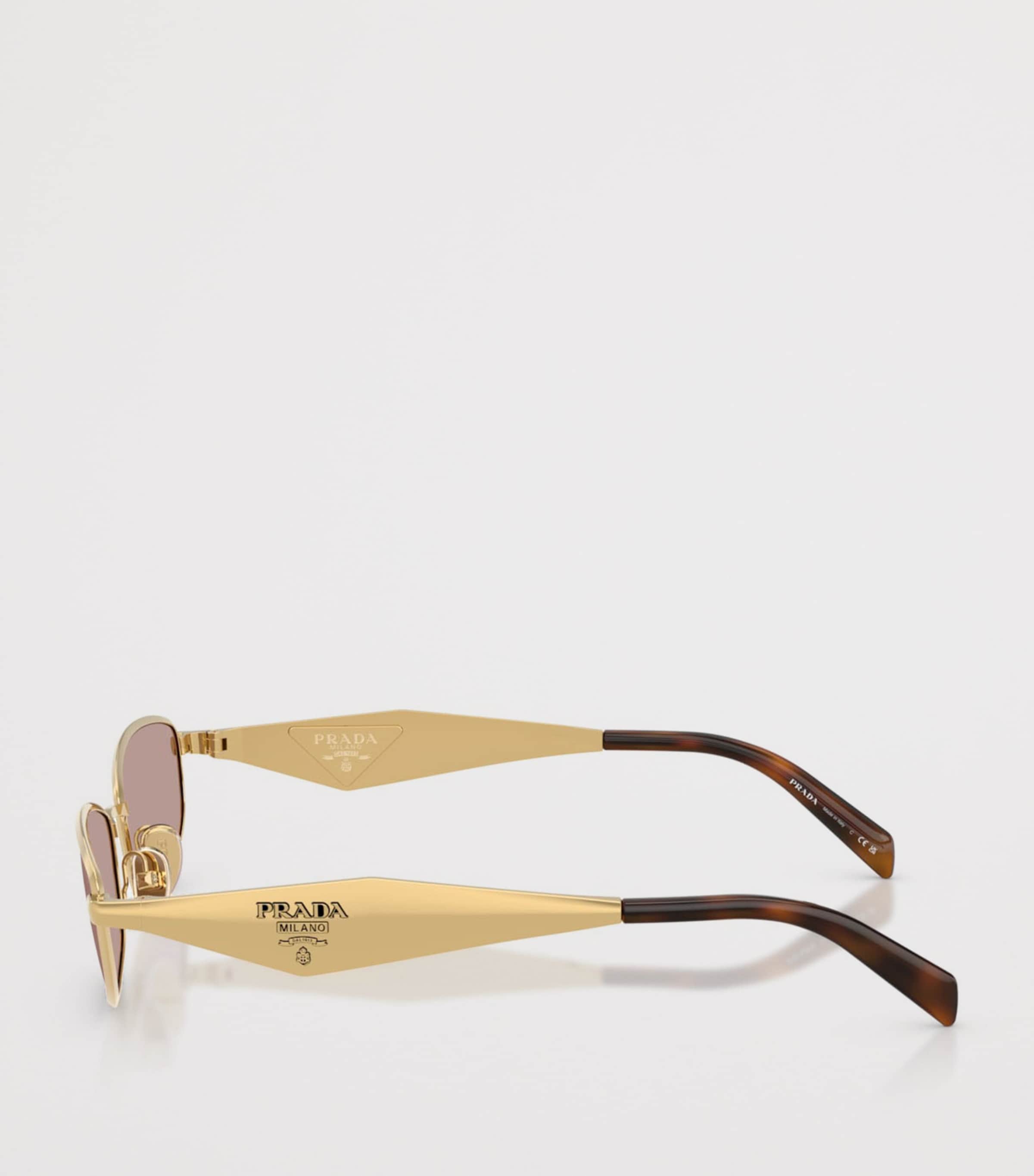 Prada Metal Oval Sunglasses Gold Image 3
