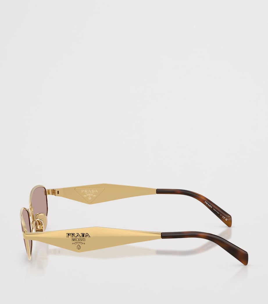 Prada Metal Oval Sunglasses Gold Image 3
