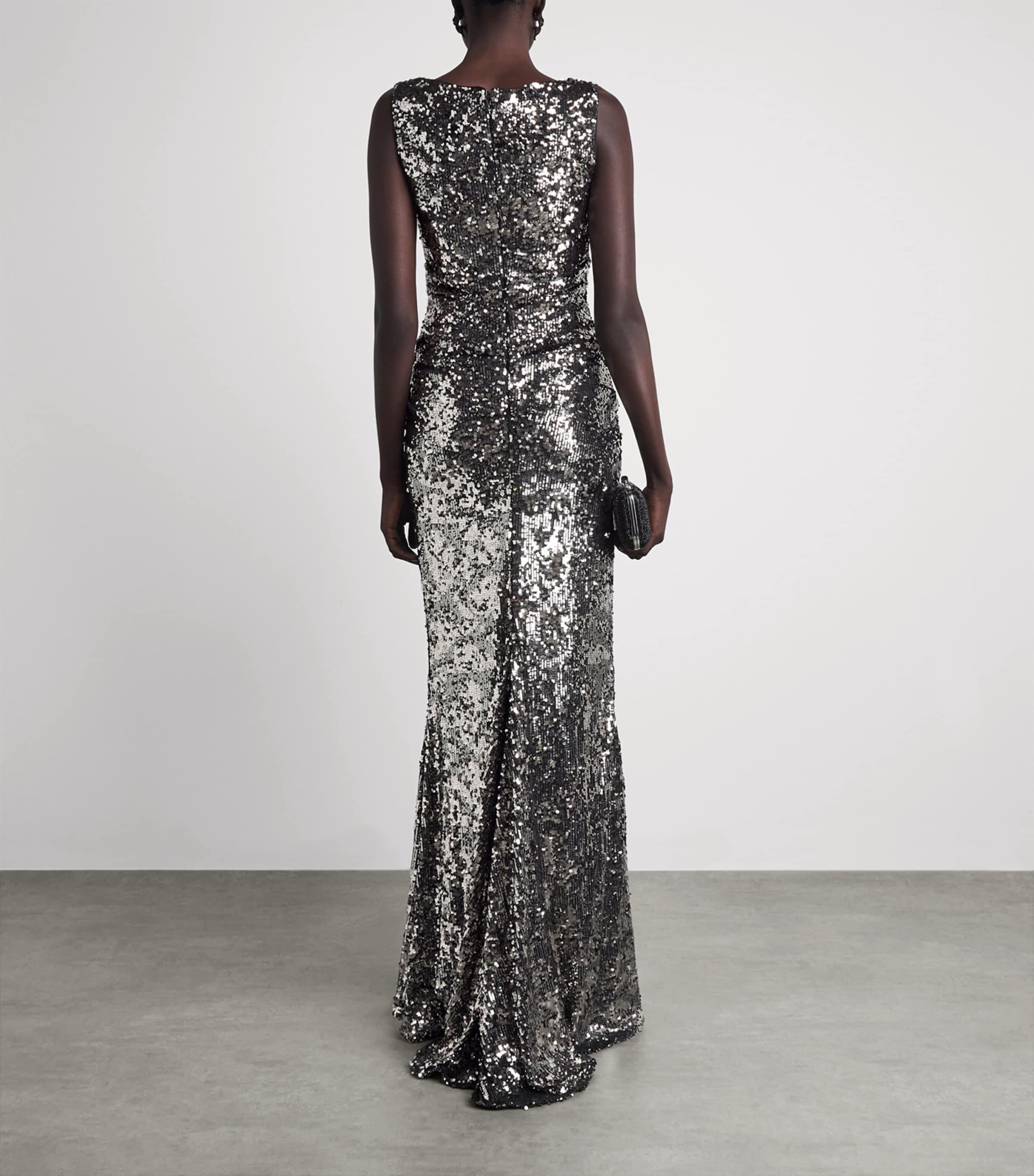 Talbot Runhof Womens Sequinned Column Gown Bronze Image 4