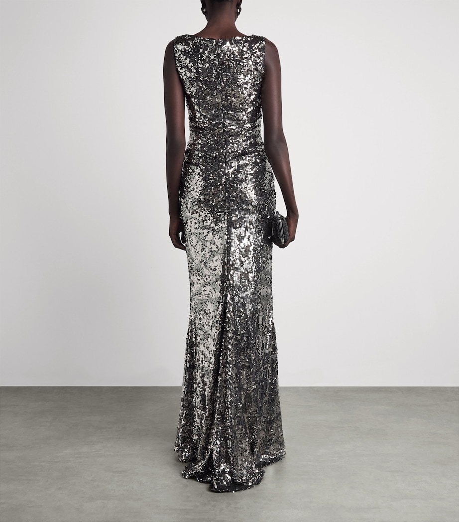 Talbot Runhof Womens Sequinned Column Gown Bronze Image 4