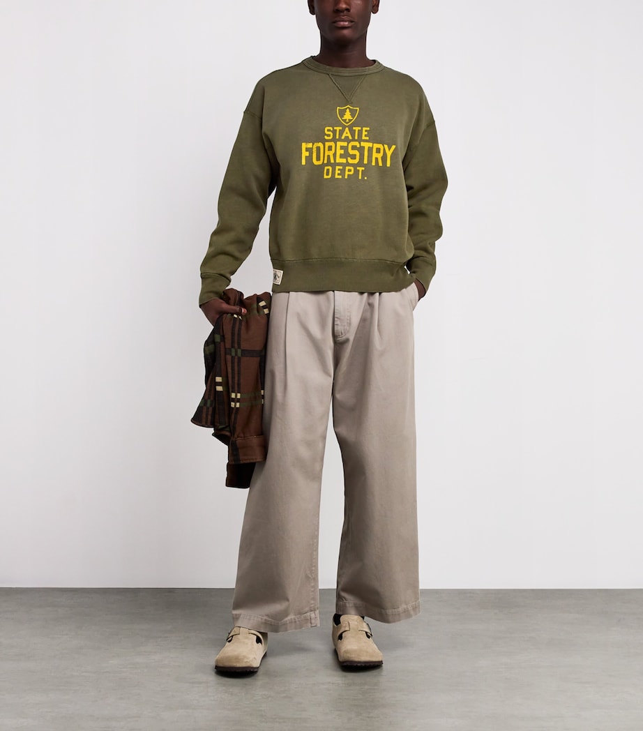 Cotton-Blend Forestry Graphic Sweatshirt DARK GREEN Image 2