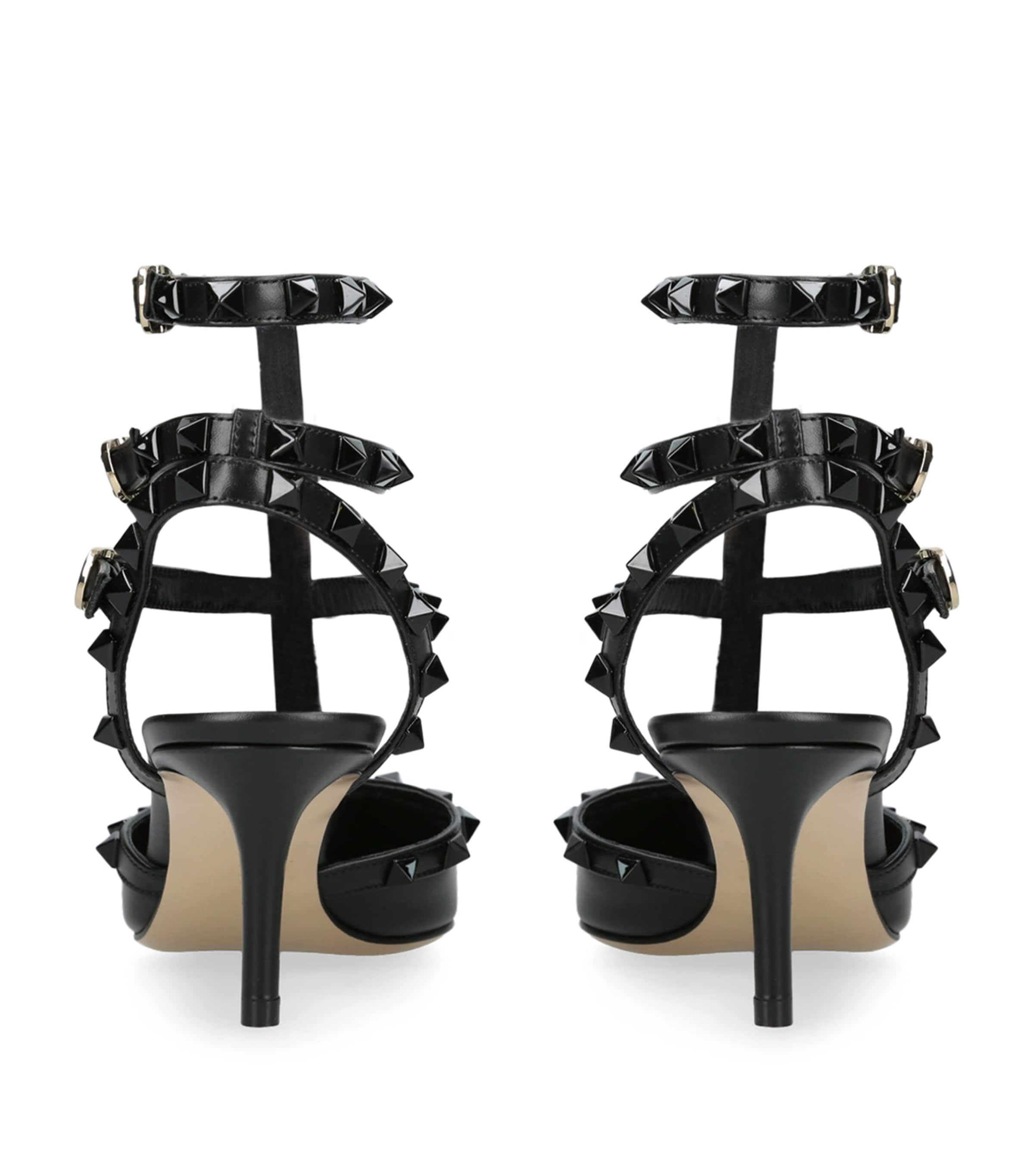 Leather Rockstud Sandals 65 BLACK Image 4