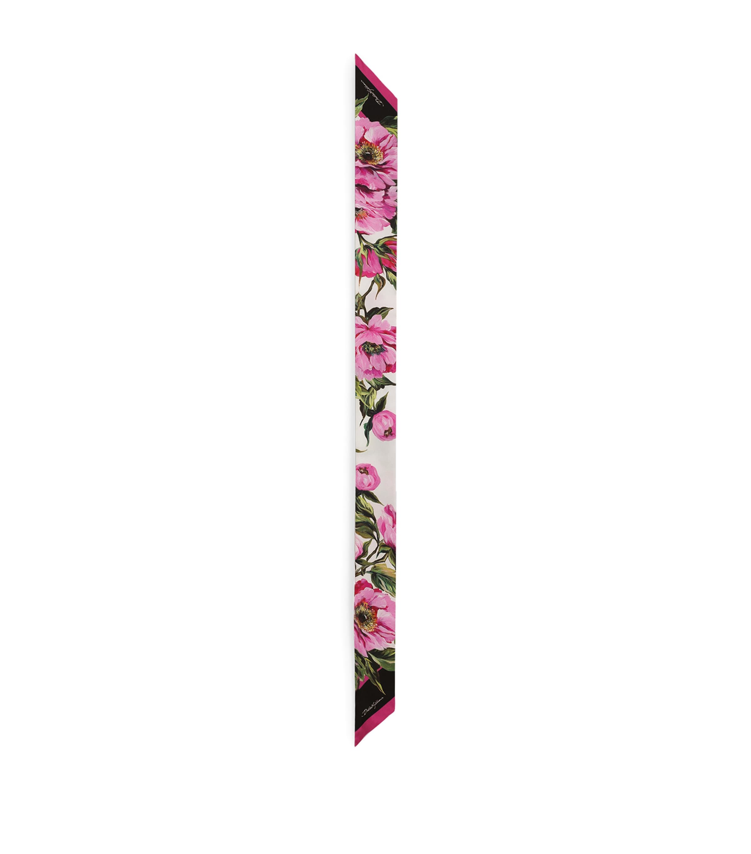 Dolce & Gabbana Silk Peony Print Headscarf