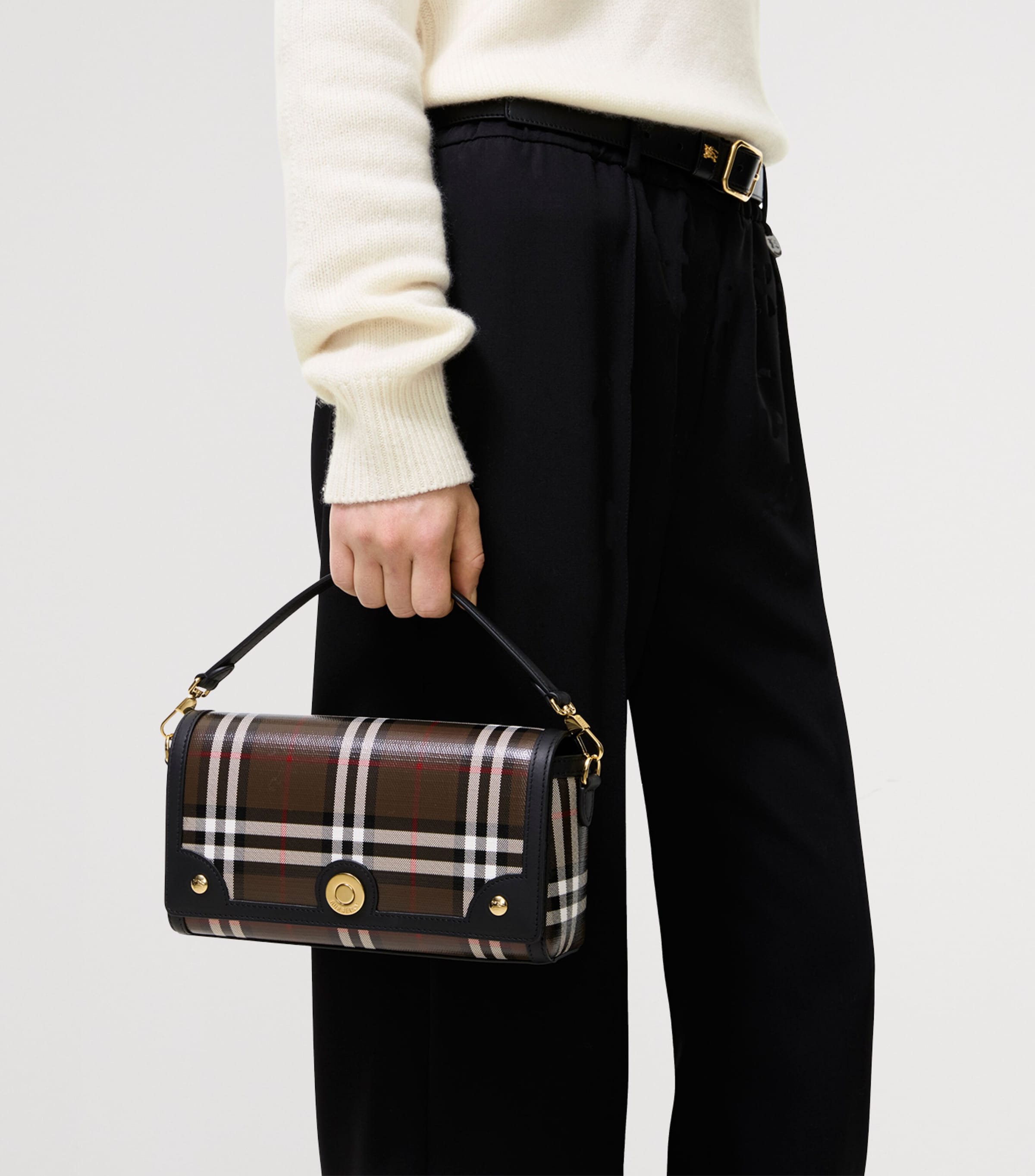 Burberry Check Note Cross-Body Bag Chocolate Brown Image 3