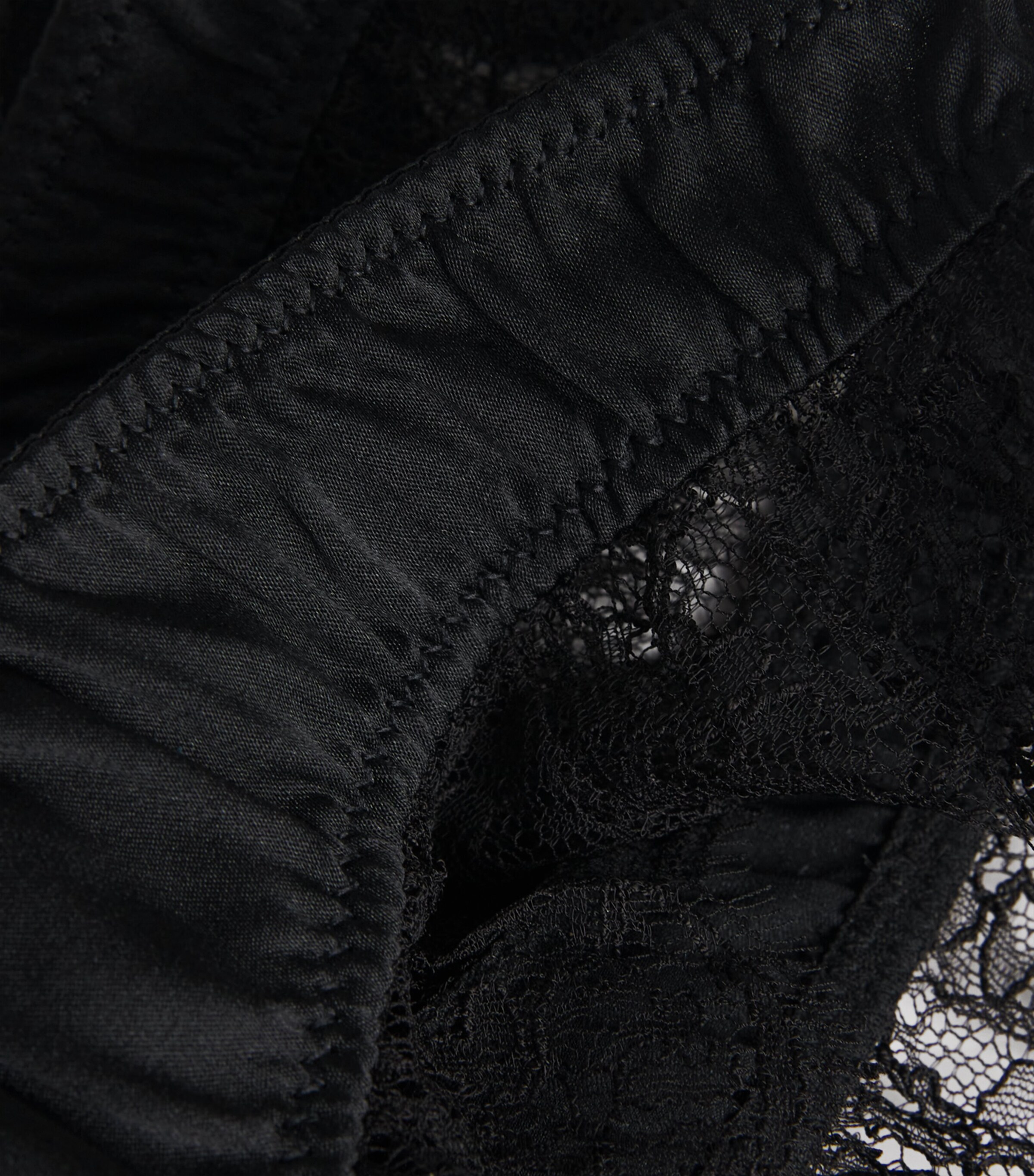 Stretch-Silk Lace-Insert Thong BLACK 008 Image 4