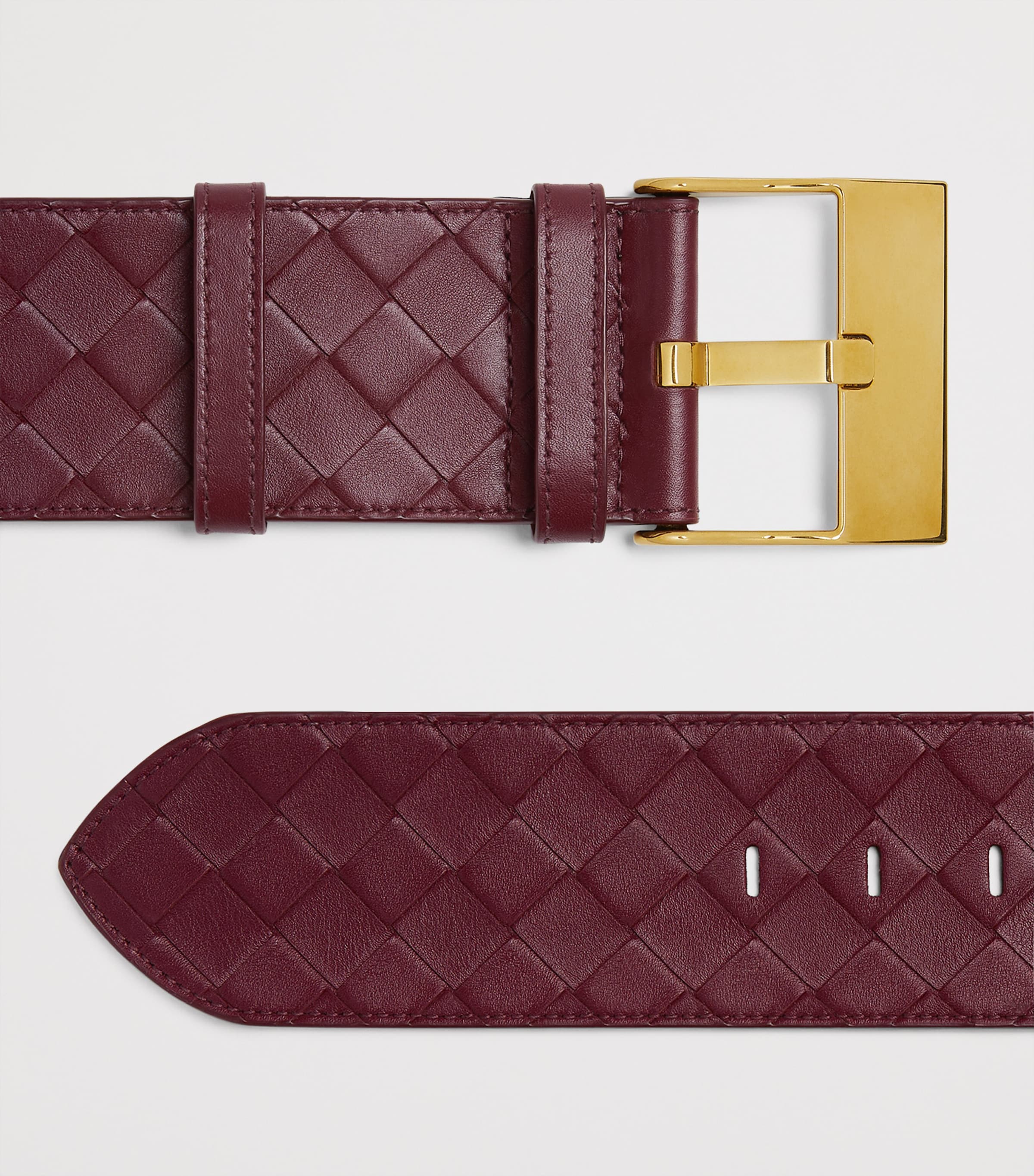 Bottega Veneta Red Large Calfskin Intrecciato Watch Belt