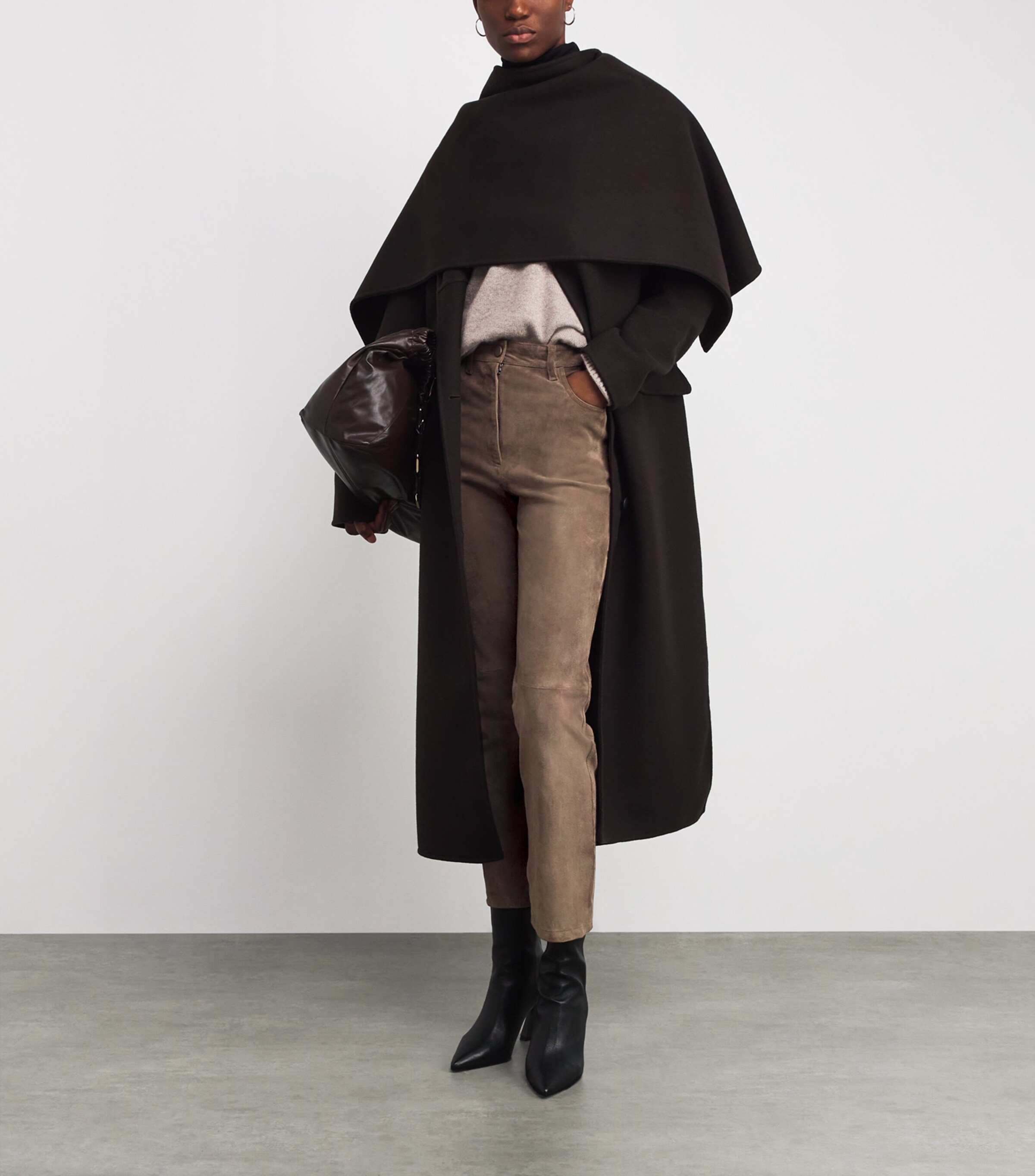 Suede Duke Flared Trousers MUSHROOM Image 2