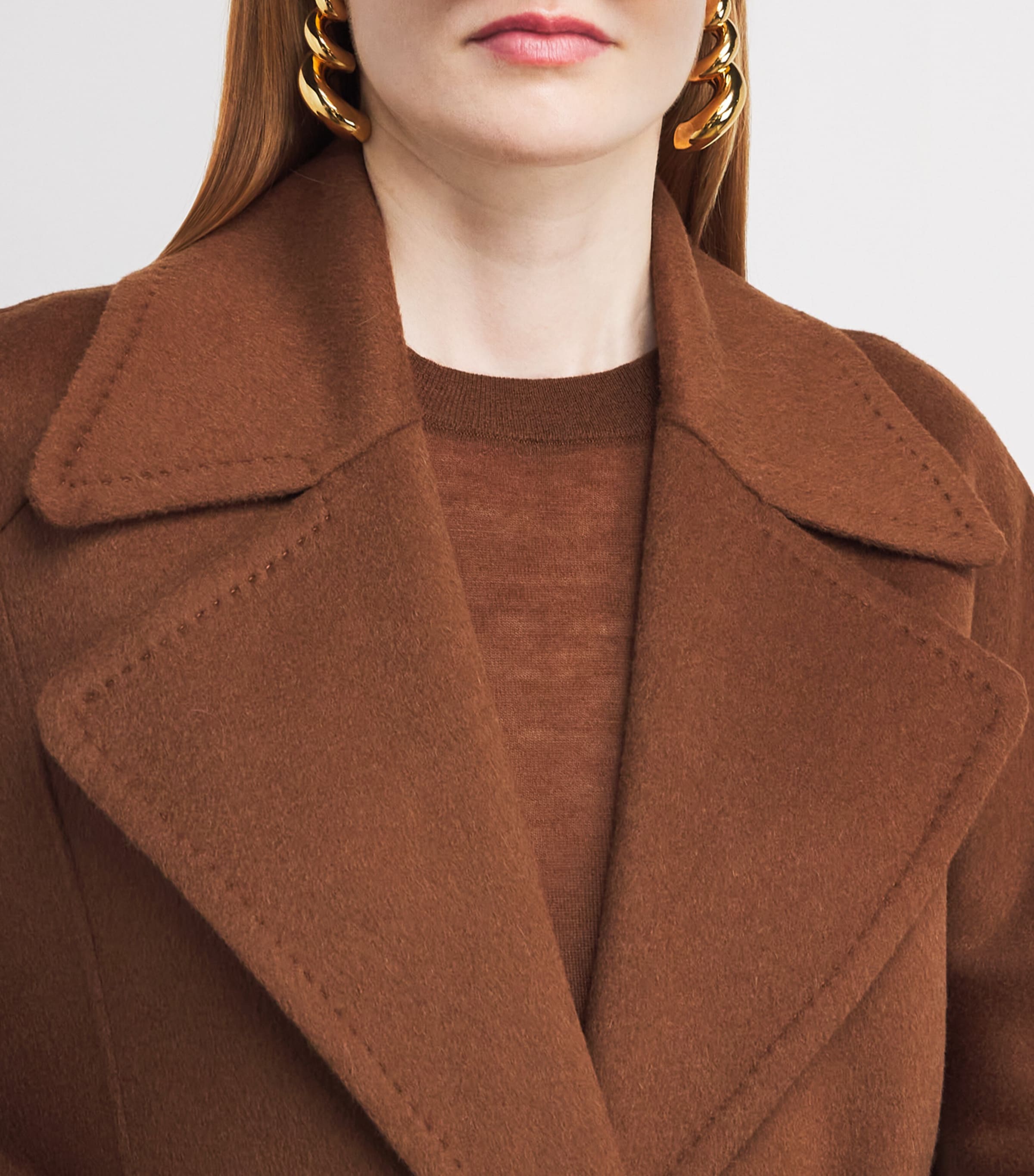 Joseph Womens Wool-Cashmere Spencer Coat Cinnamon Image 6