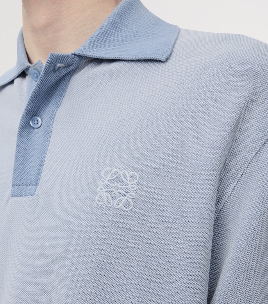 Cotton Anagram Polo Shirt LIGHT BLUE Image 5
