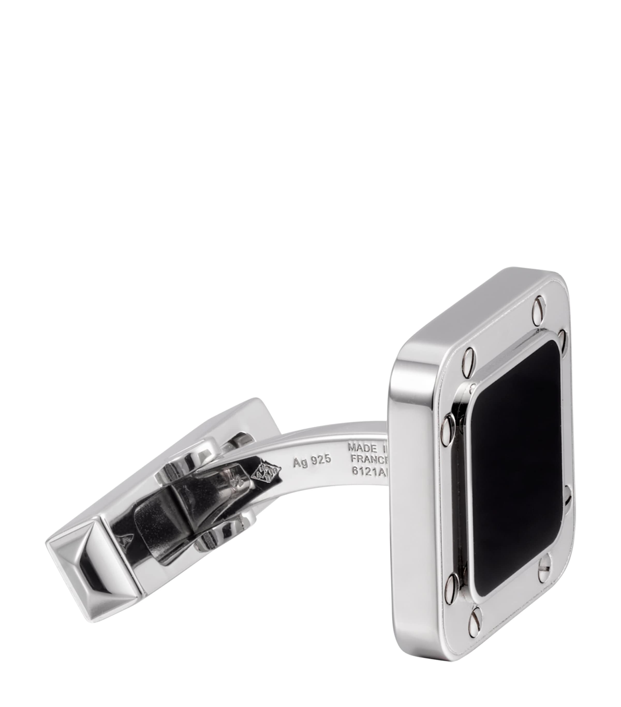Sterling Silver Santos de Cartier Cufflinks BLACK Image 3