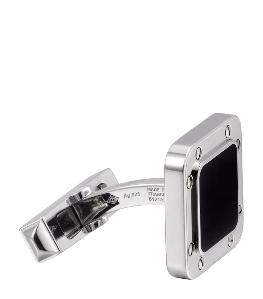 Sterling Silver Santos de Cartier Cufflinks BLACK Image 3