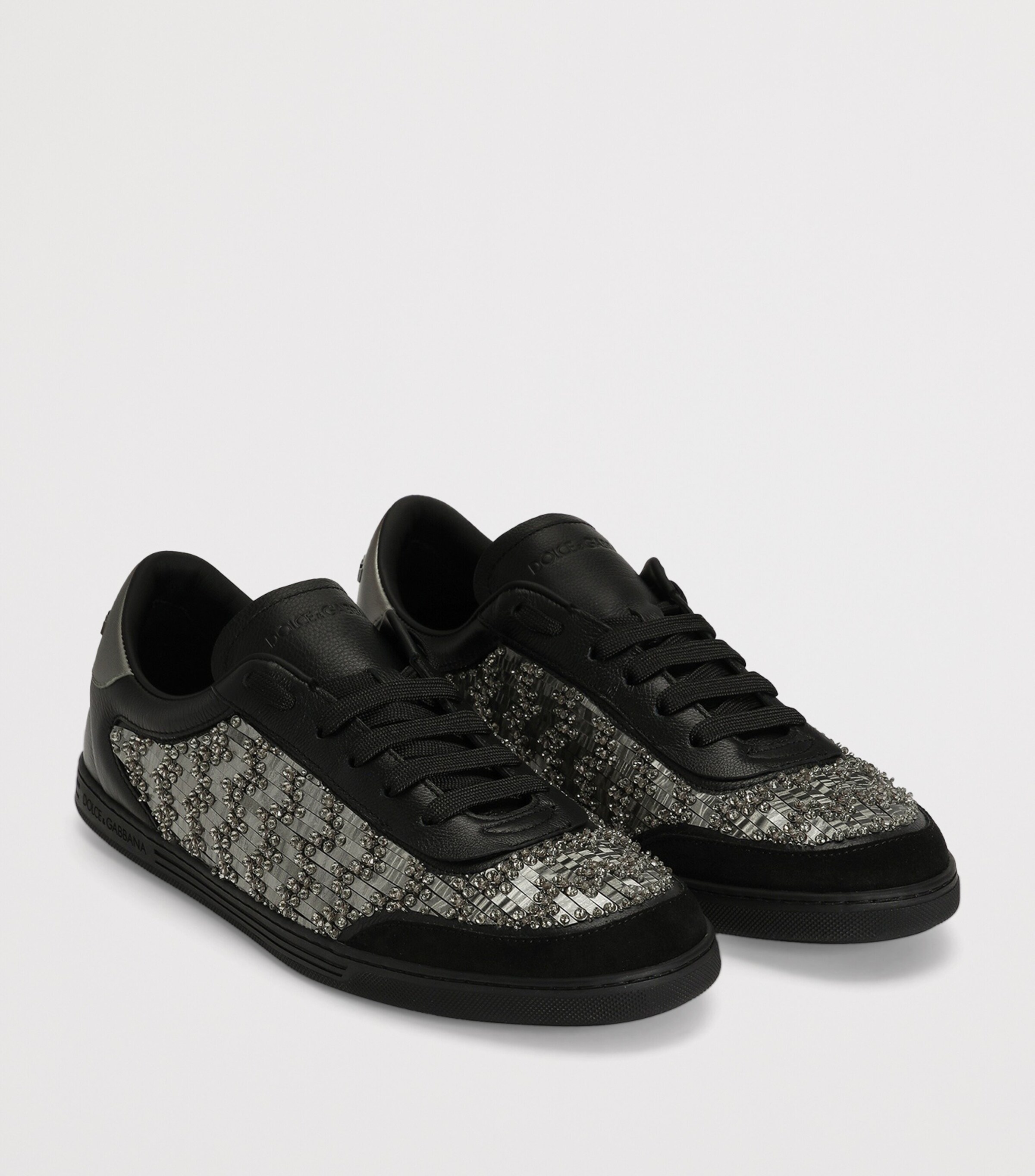 Dolce&Gabbana Leather Embellished Saint Tropez Sneakers Nero/piom Image 2