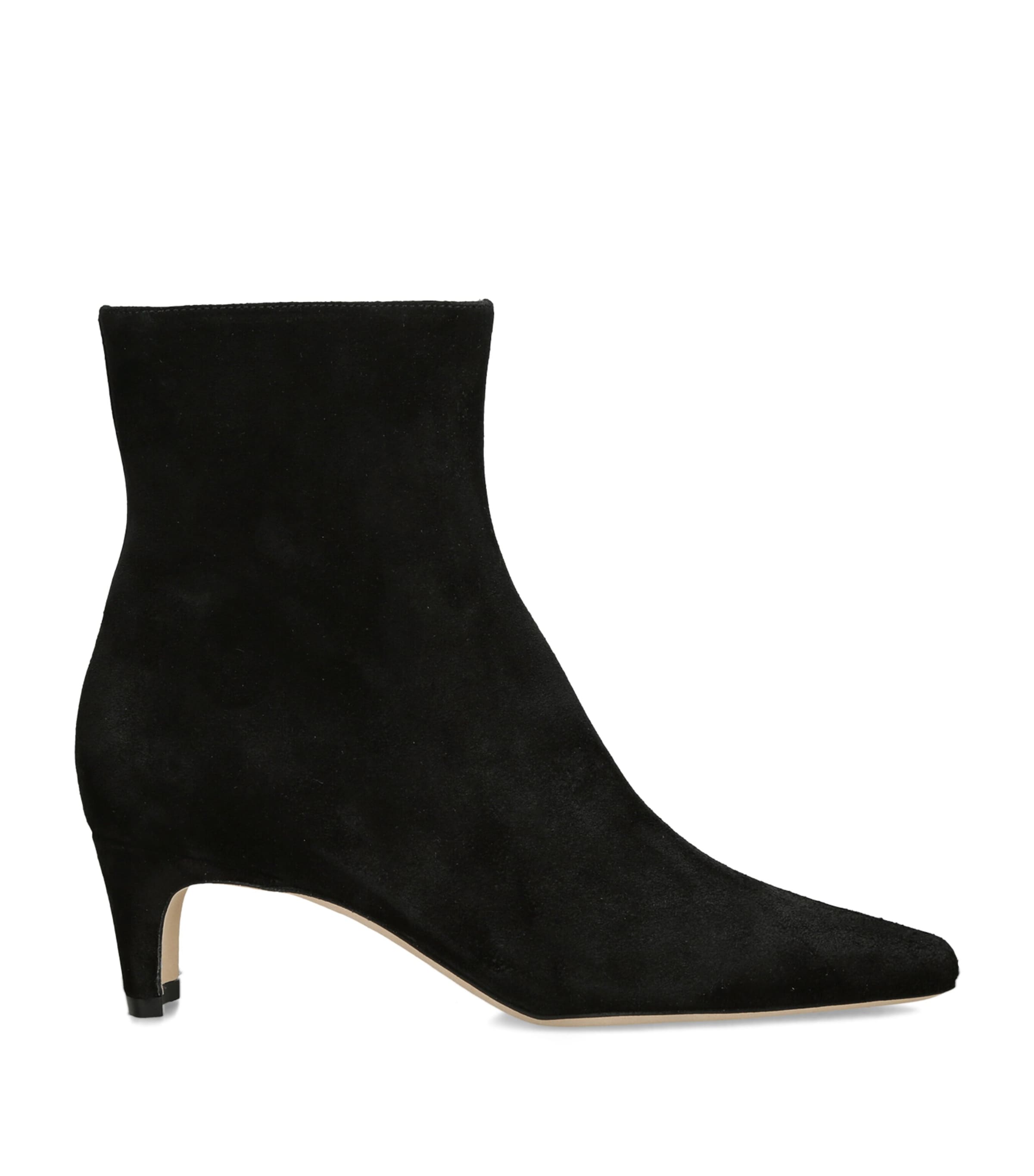 STAUD Suede Wally Heeled Ankle Boots 55 Black Image 1
