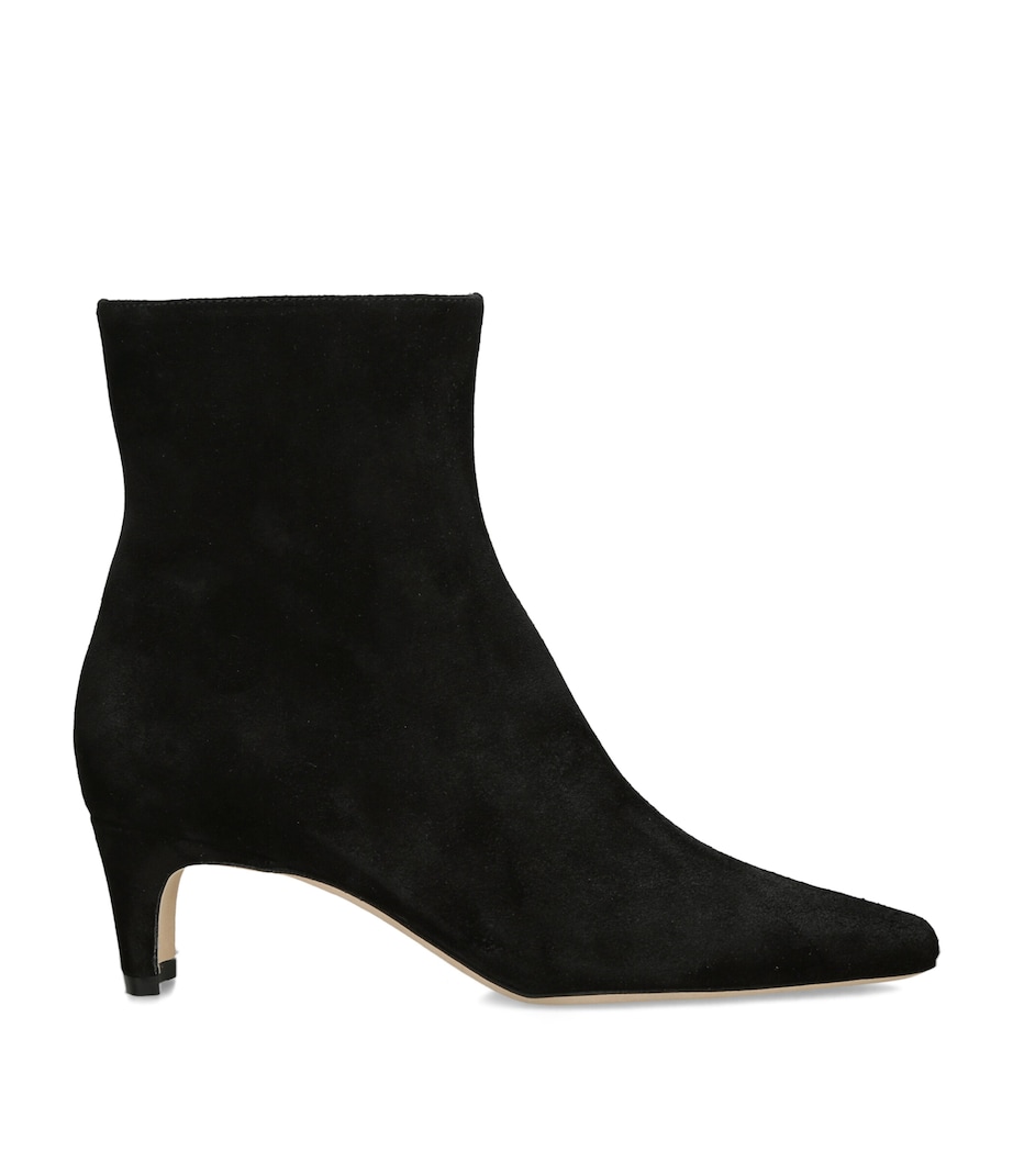 STAUD Suede Wally Heeled Ankle Boots 55 Black Image 1