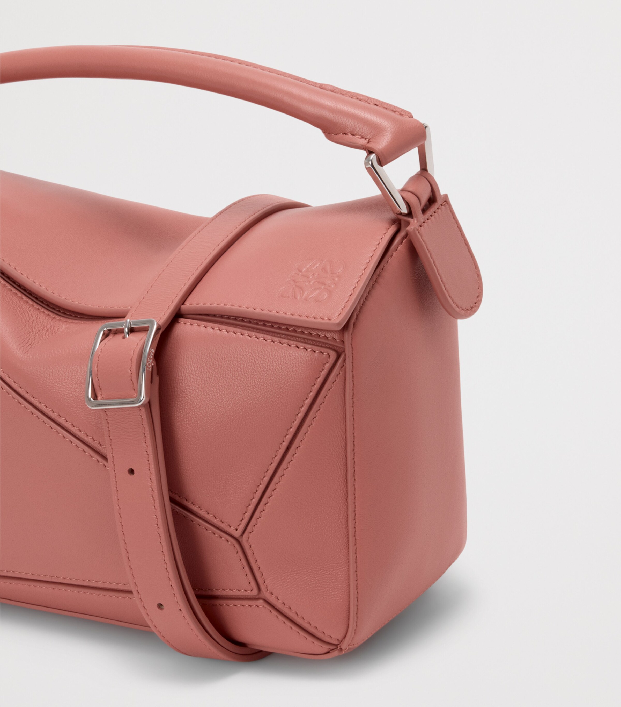 LOEWE Small Leather Featherlight Puzzle Top-Handle Bag Blush Image 11