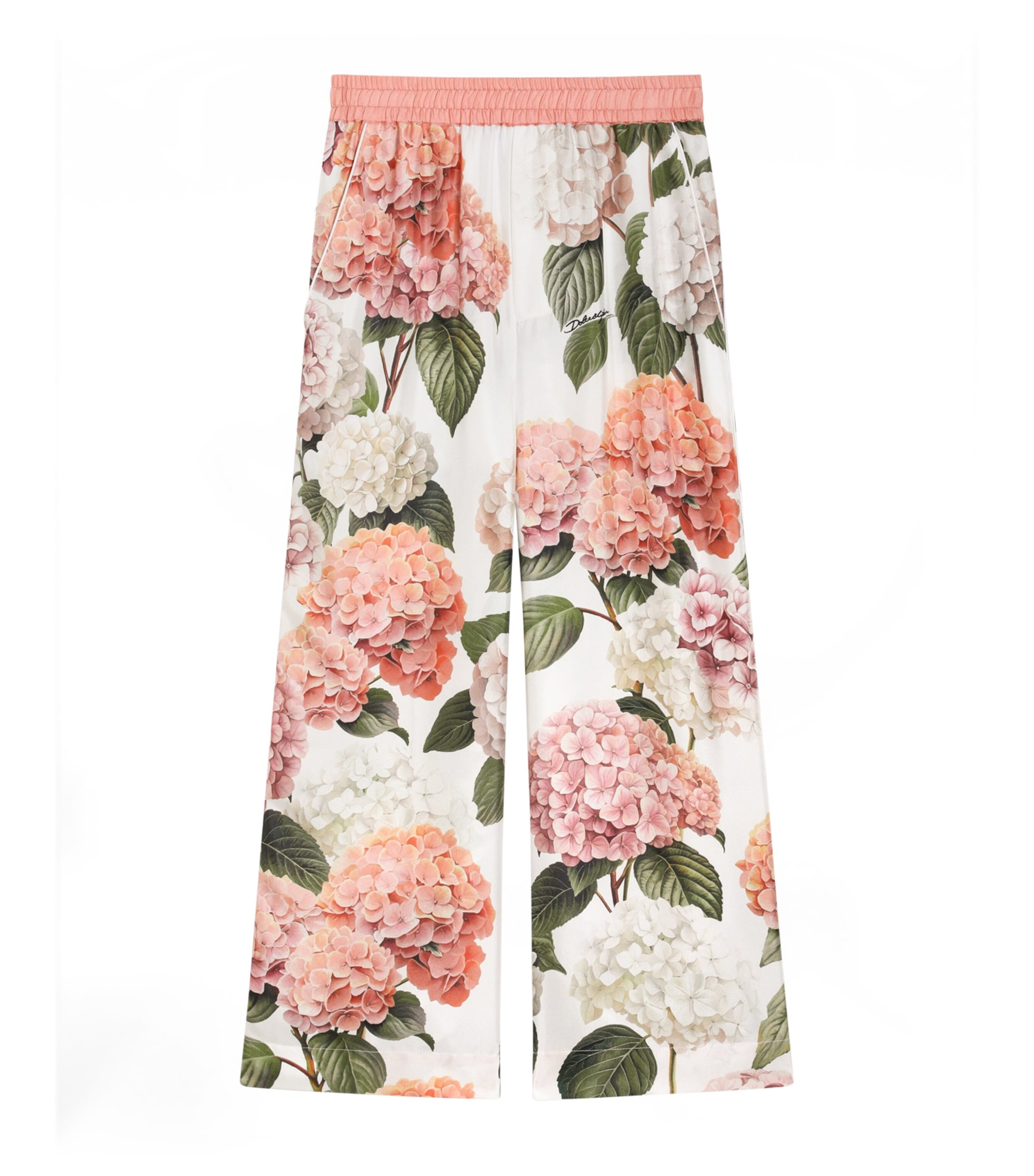 Dolce&Gabbana Kids Silk Hydrangea Print Trousers (8-12+ Years) Ortensie Bordo Image 1