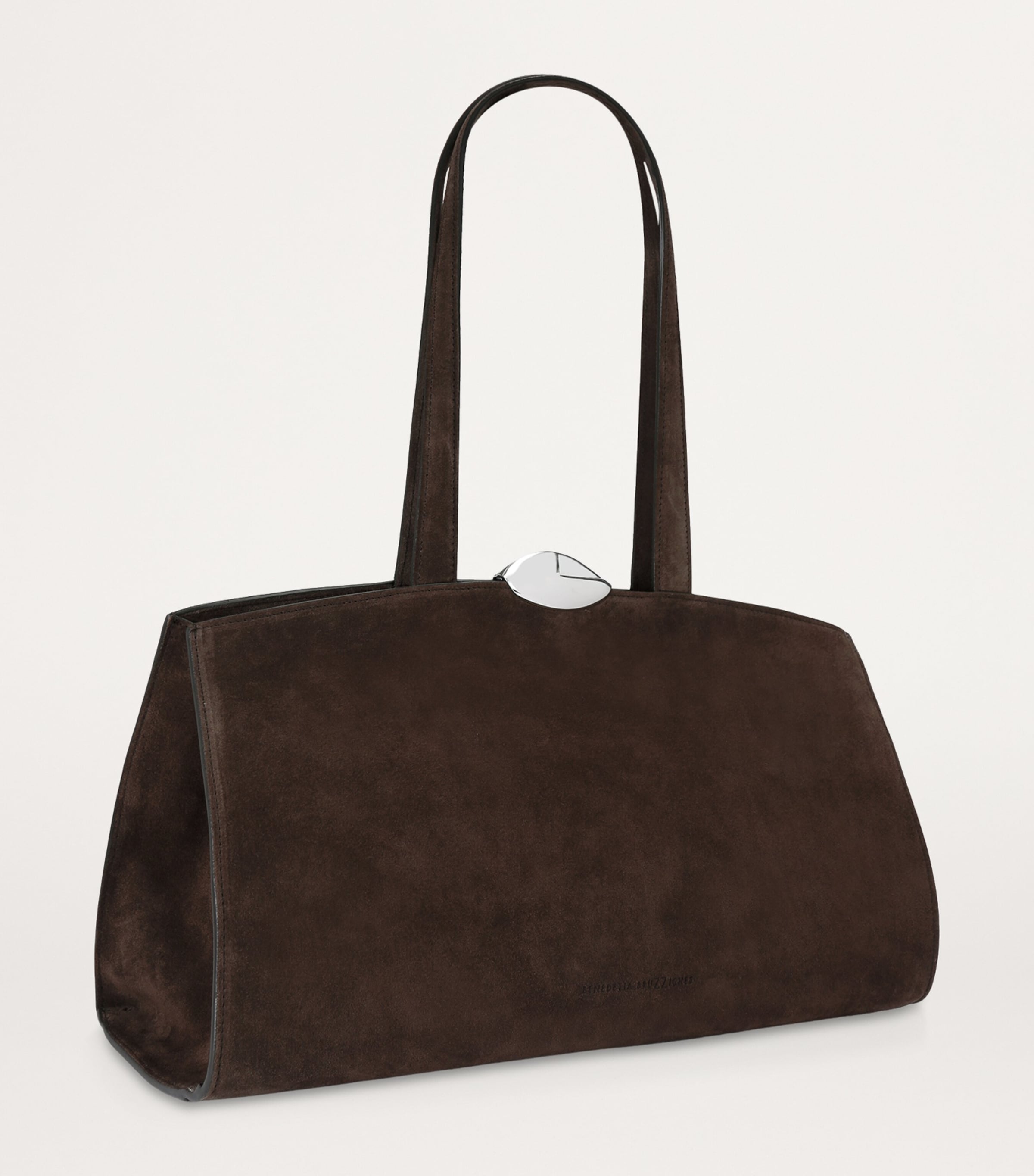 Benedetta Bruzziches Suede Serena Top-Handle Bag Dark Brown Image 2