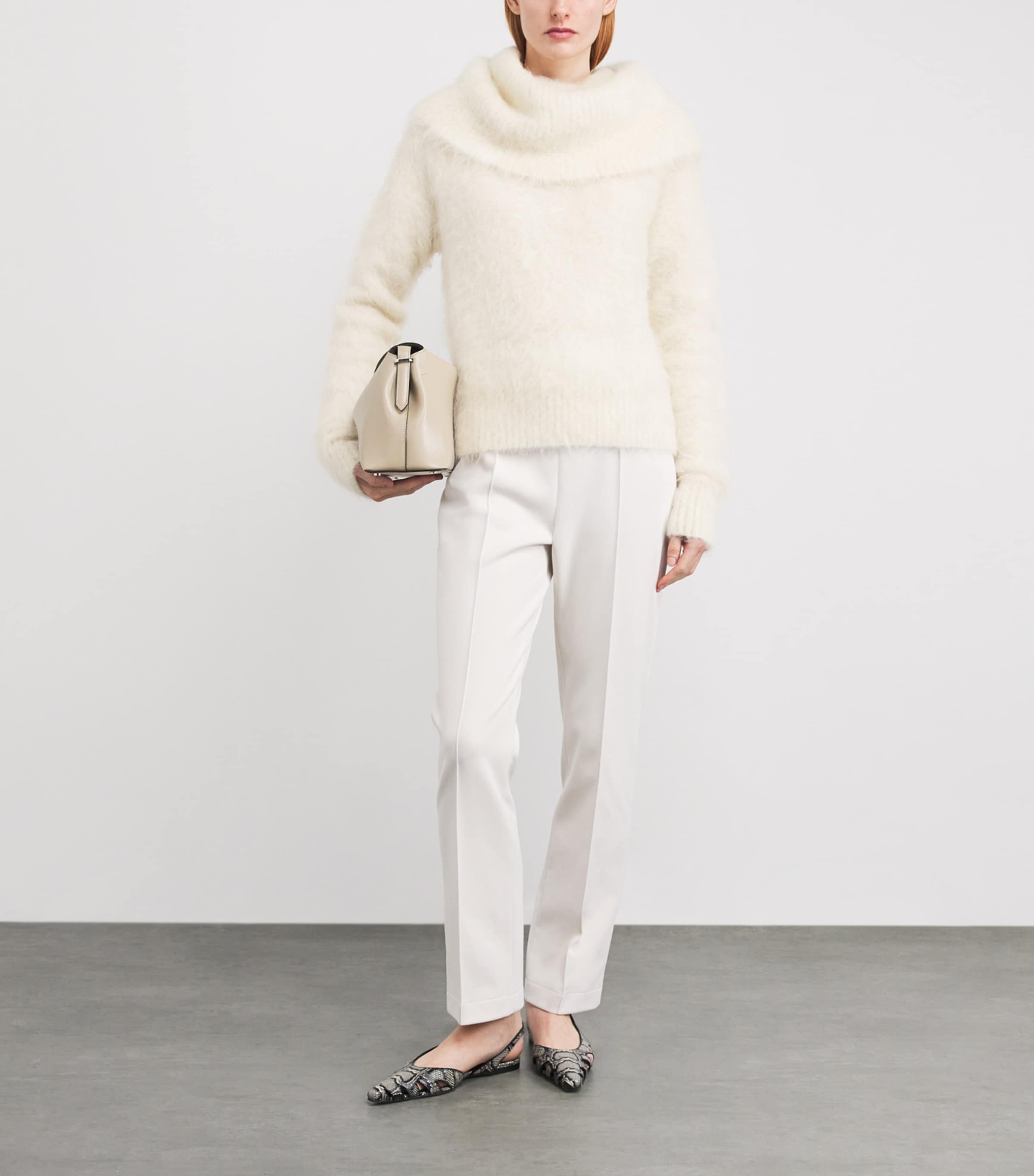 Alpaca-Blend Funnel-Neck Sweater 106 MILK Image 2