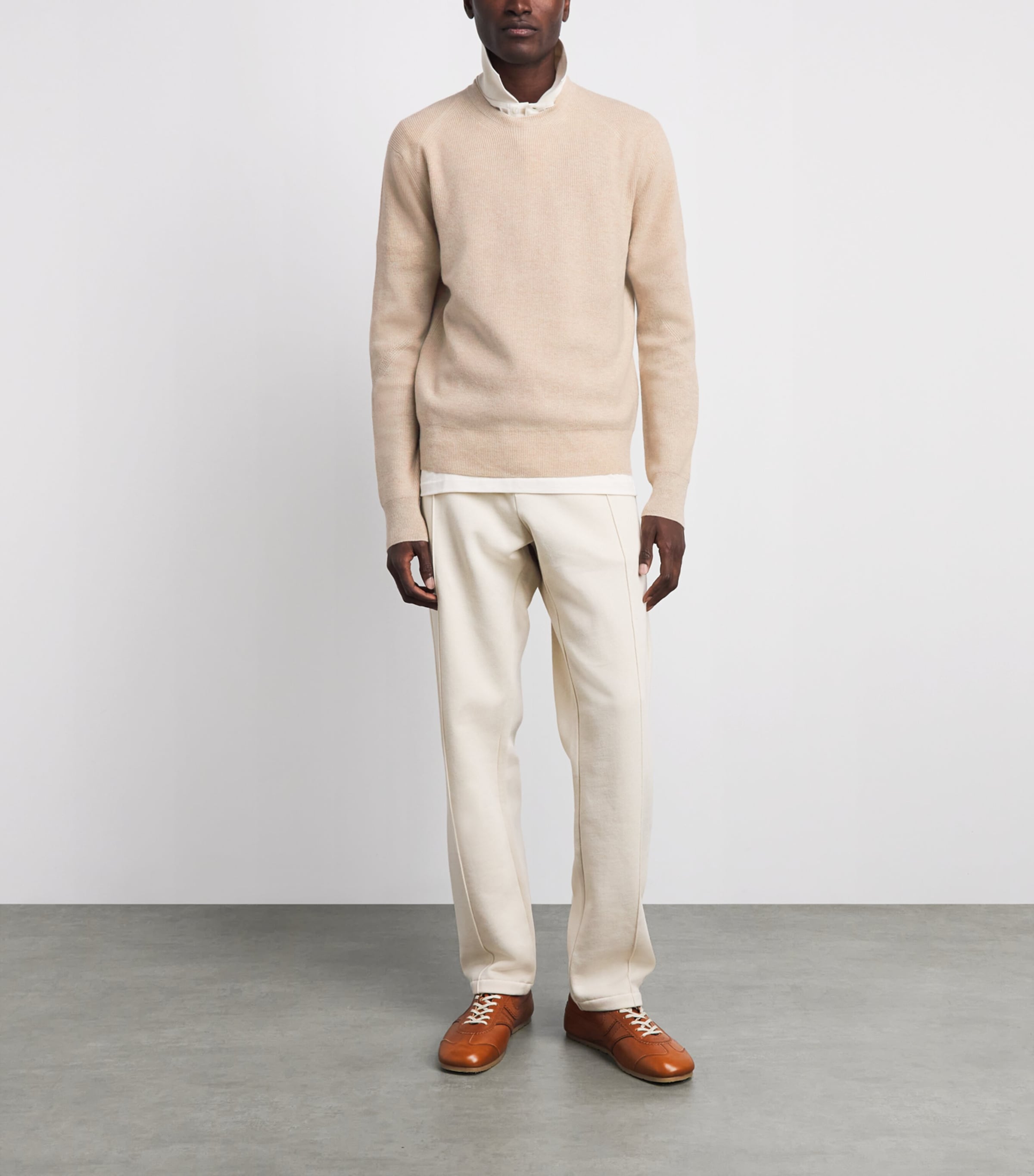 Ralph Lauren Purple Label Mens Cashmere Crew-Neck Sweater Champagne Melange Image 2