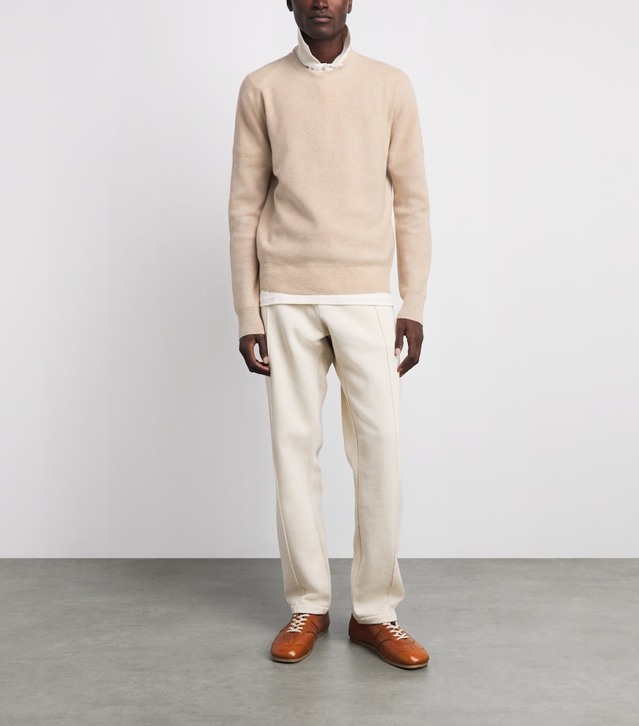 Ralph Lauren Purple Label Mens Cashmere Crew-Neck Sweater Champagne Melange Image 2