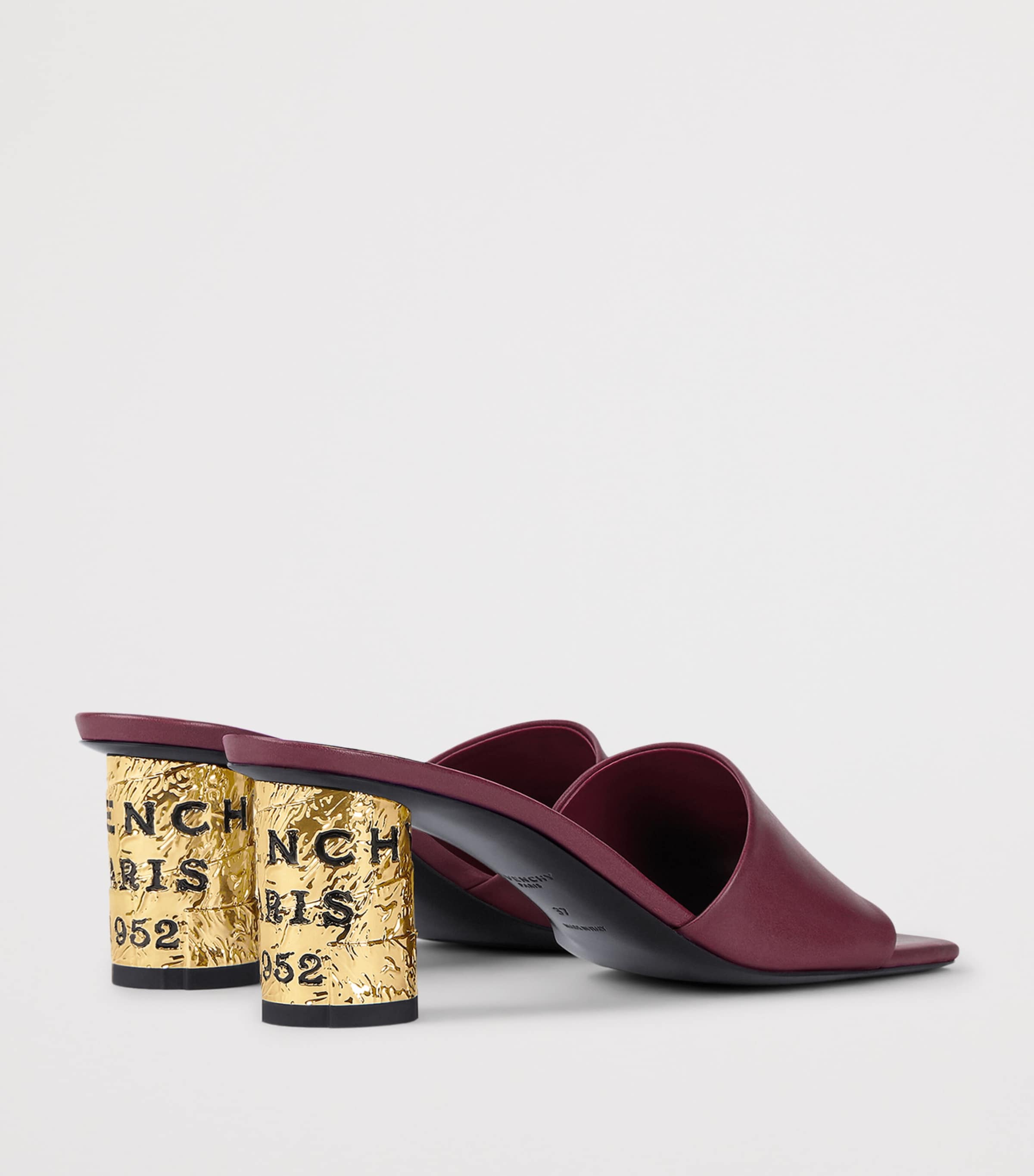 Leather Heeled Mules 65 BURGUNDY Image 4