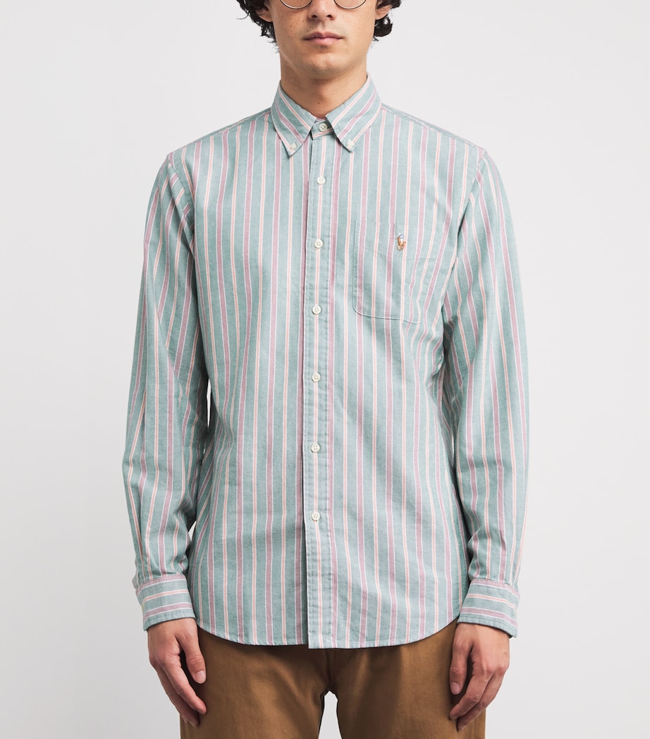 Cotton Stripe Oxford Shirt GREEN Image 3