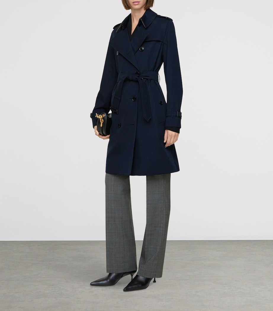 Burberry Womens Gabardine Kensington Heritage Trench Coat Coal Blue Image 4