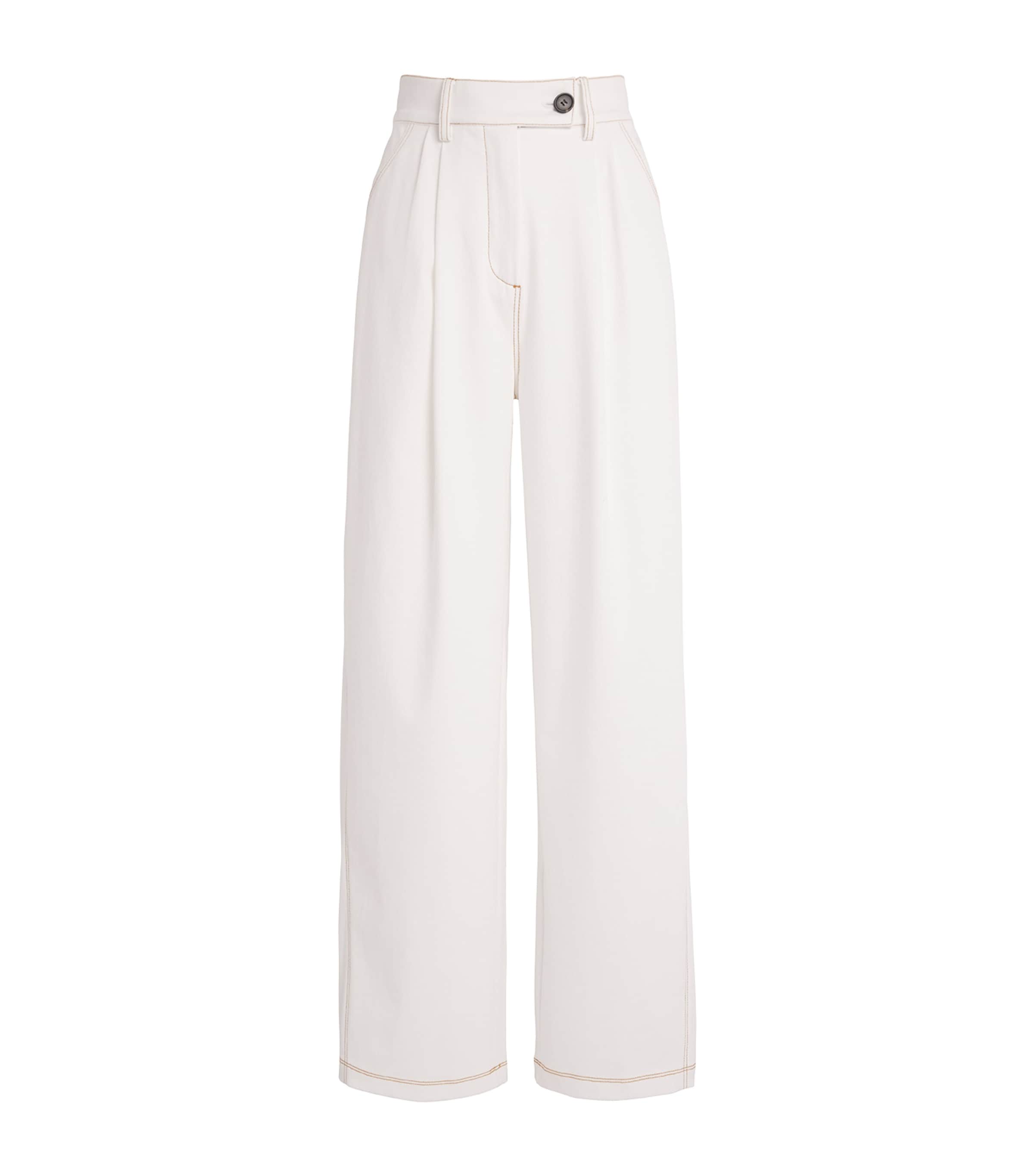 Wide-Leg Cropped Trousers 004 WHITE Image 1