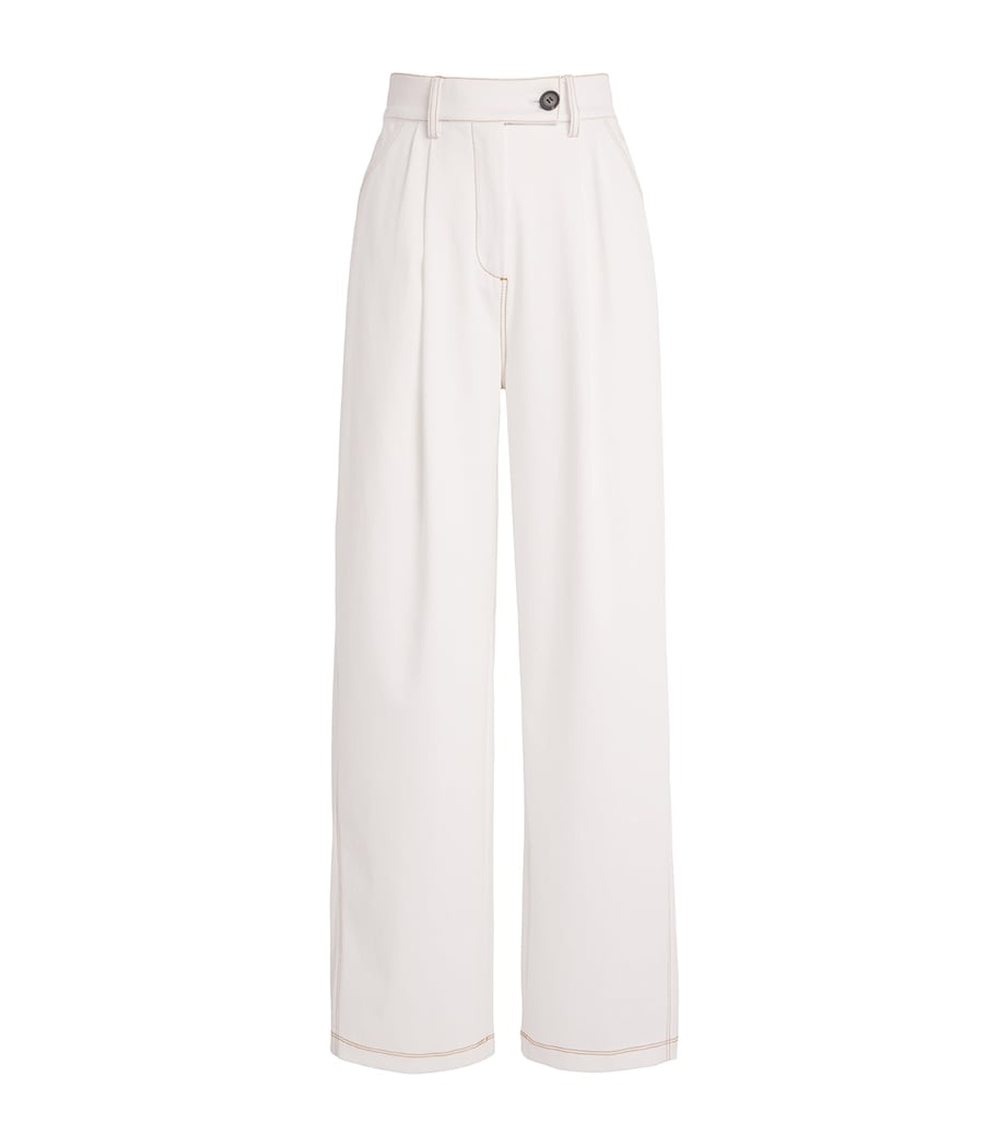 Wide-Leg Cropped Trousers 004 WHITE Image 1