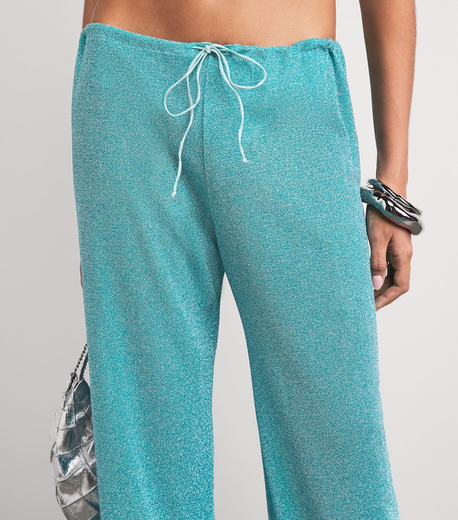 Oséree Womens Metallic Lumière Wide-Leg Trousers Sea Turquoise Image 3