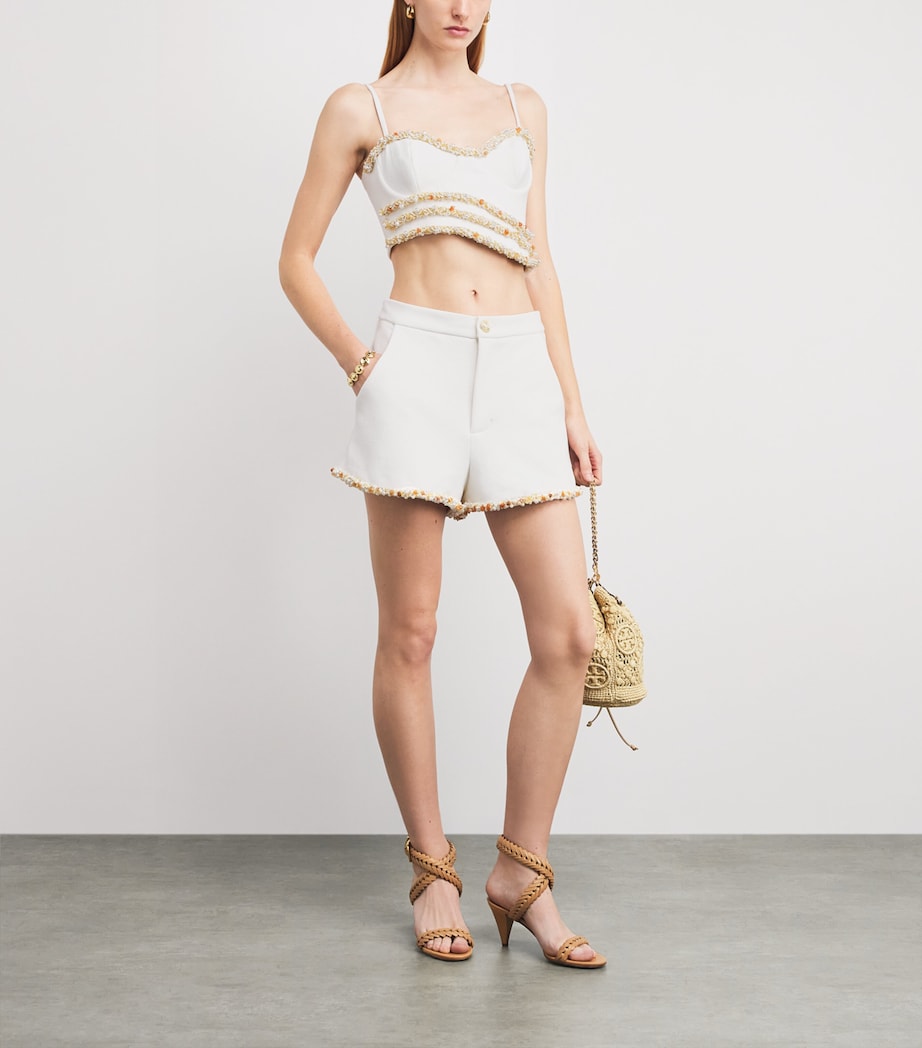 Embroidered Jade Tailored Shorts OFF WHITE Image 2
