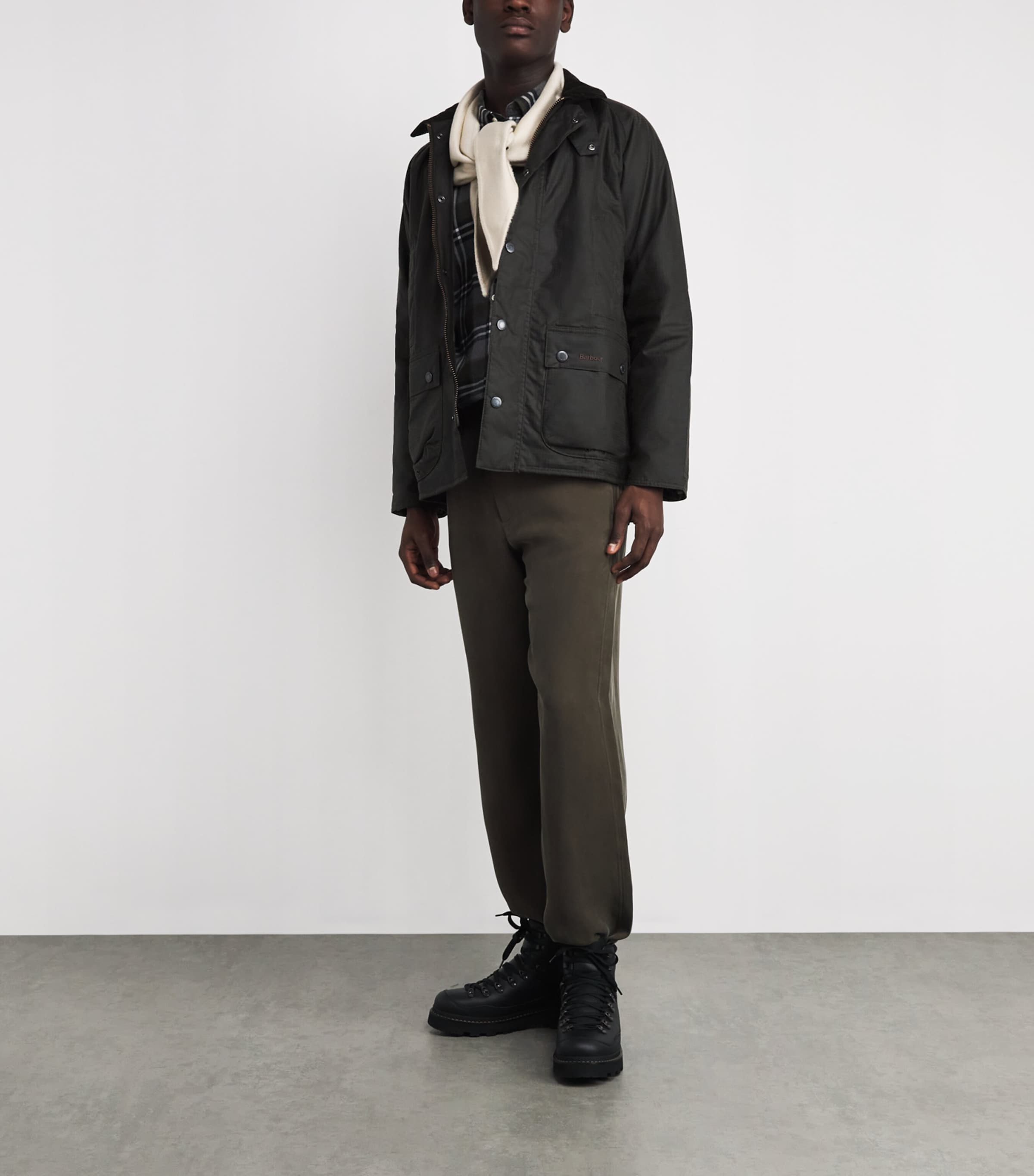 Waxed Cotton Check Beaufort Jacket OL31 OLIVE CHECK Image 2