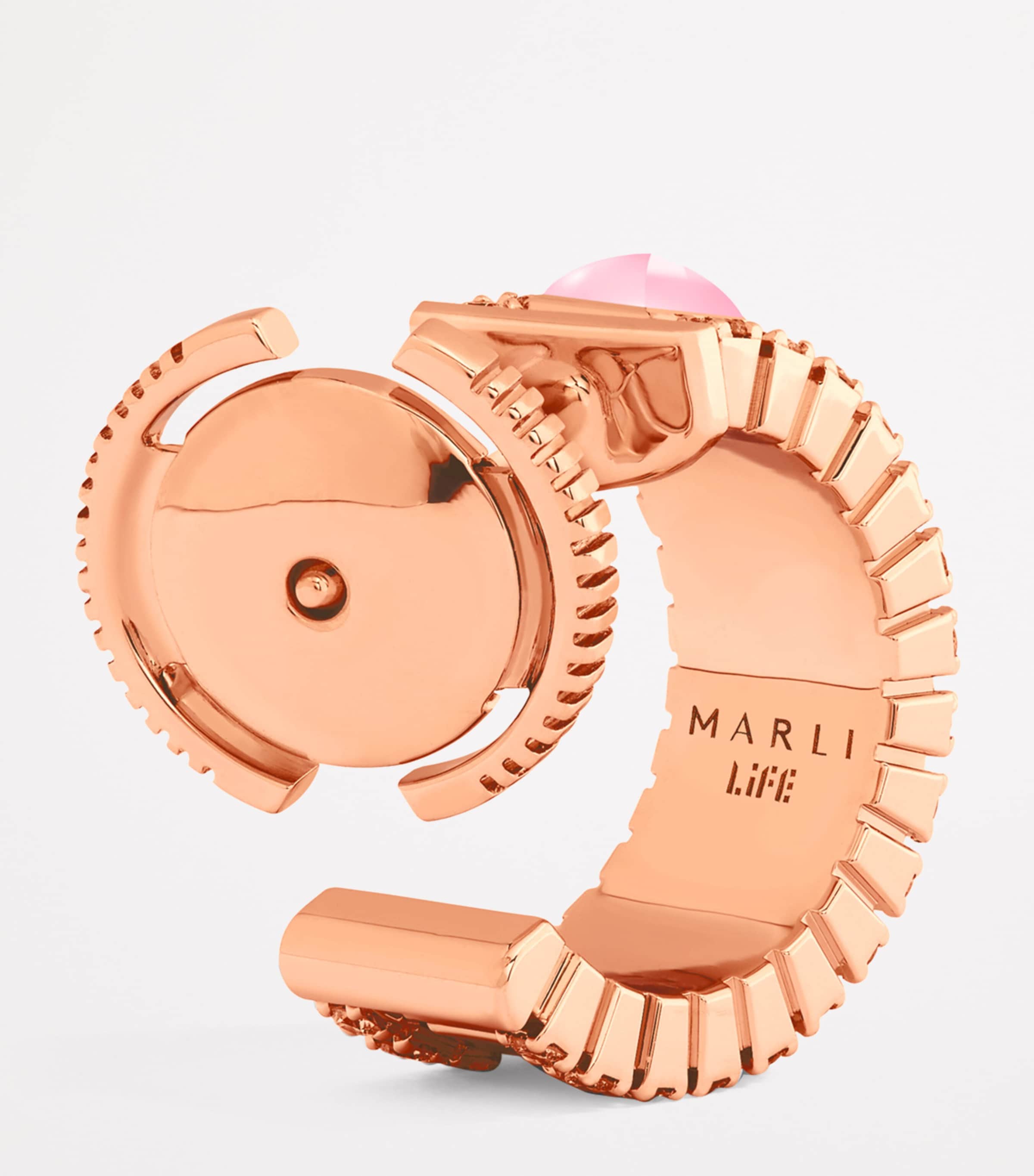 Mini Rose Gold, Diamond and Quartzite Life Hoop Earrings ROSE GOLD Image 3